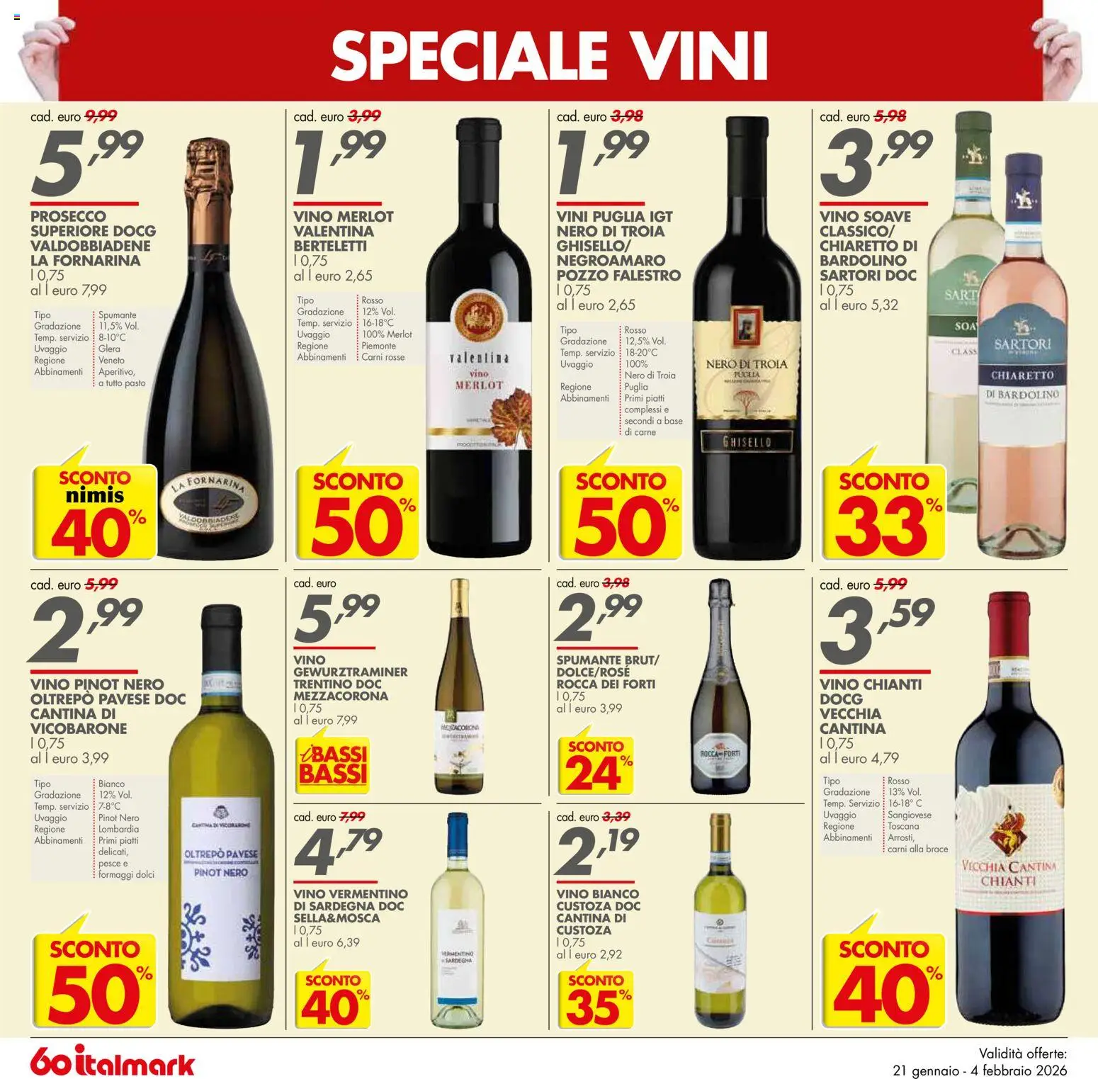 Volantino Italmark del 21.01.2026 | Pagina: 20 | Prodotti: Prosecco, Vino, Spumante, Vino bianco