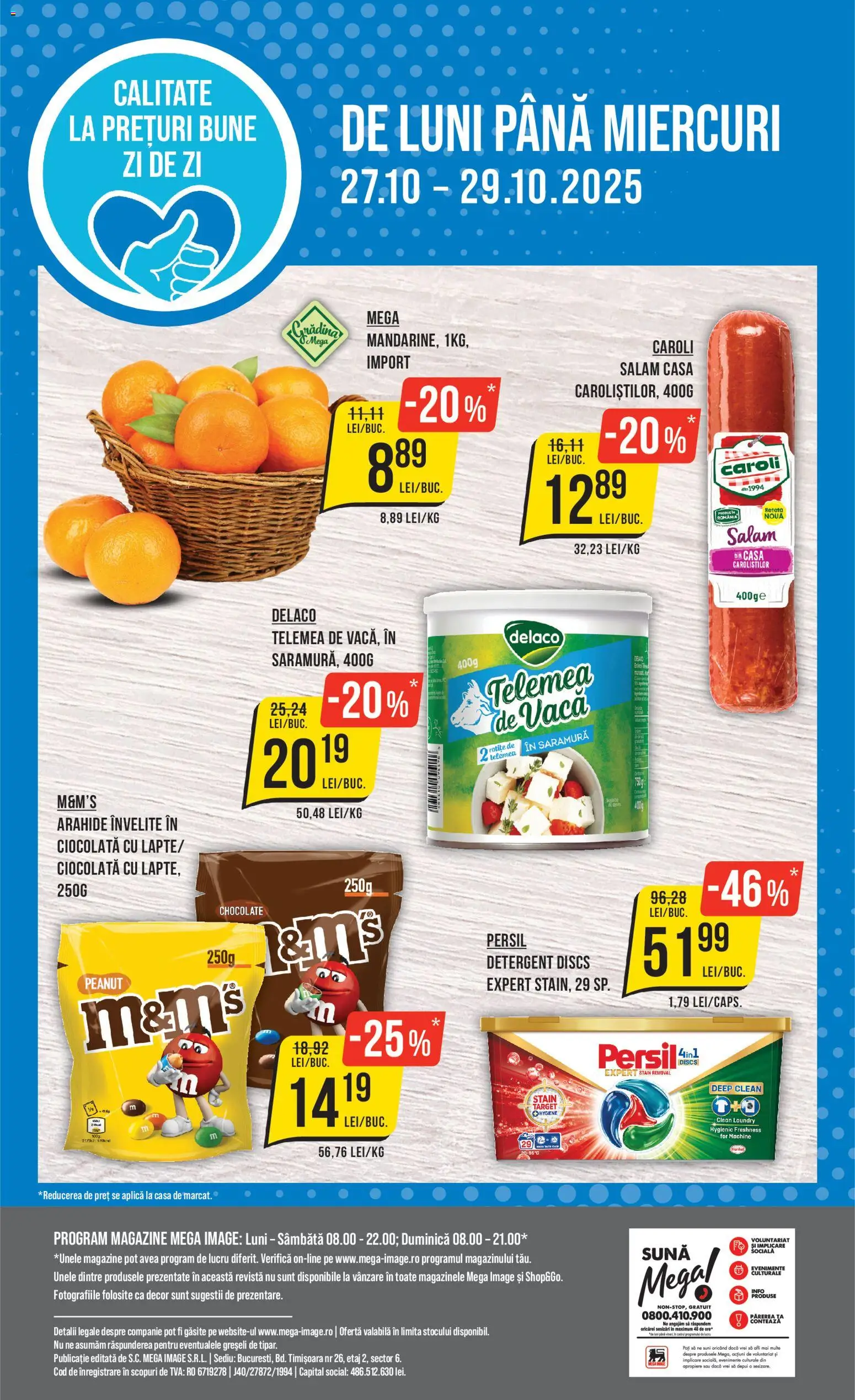 Noul catalog Mega Image – valabil de la 23.10.2025 | Pagină: 24 | Produse: Pomelo, Light Kedi Konservesi, Salam, Detergent
