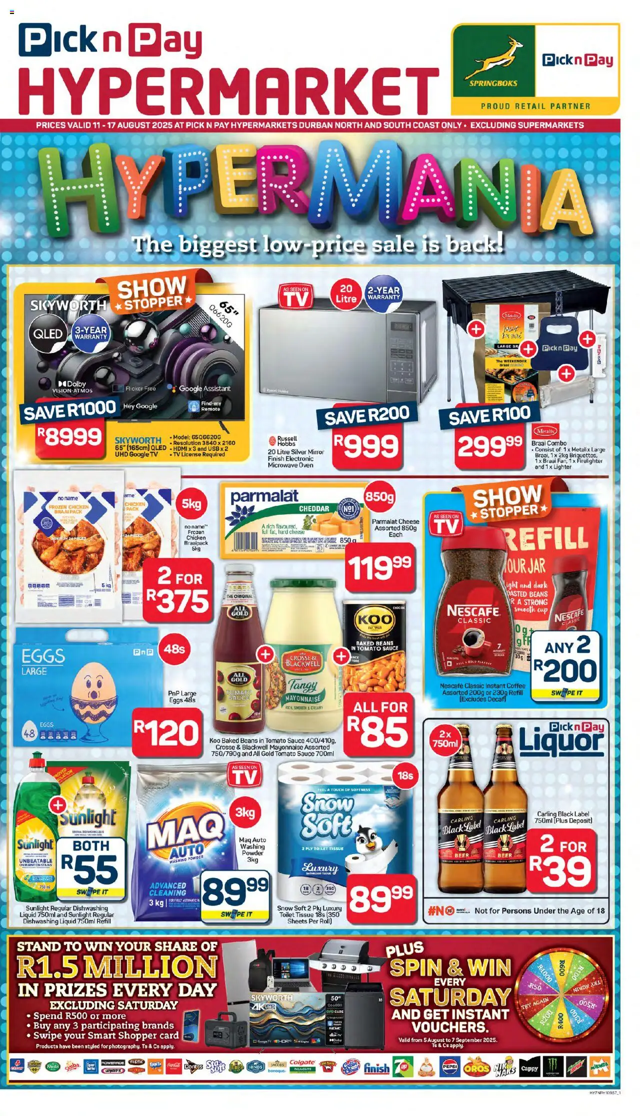 Pick n Pay KwaZulu-Natal - Hyper Specials │ valid from 11.08.2025 | Page: 1 | Products: Baked beans, Microwave oven, Coffee, Tomato sauce