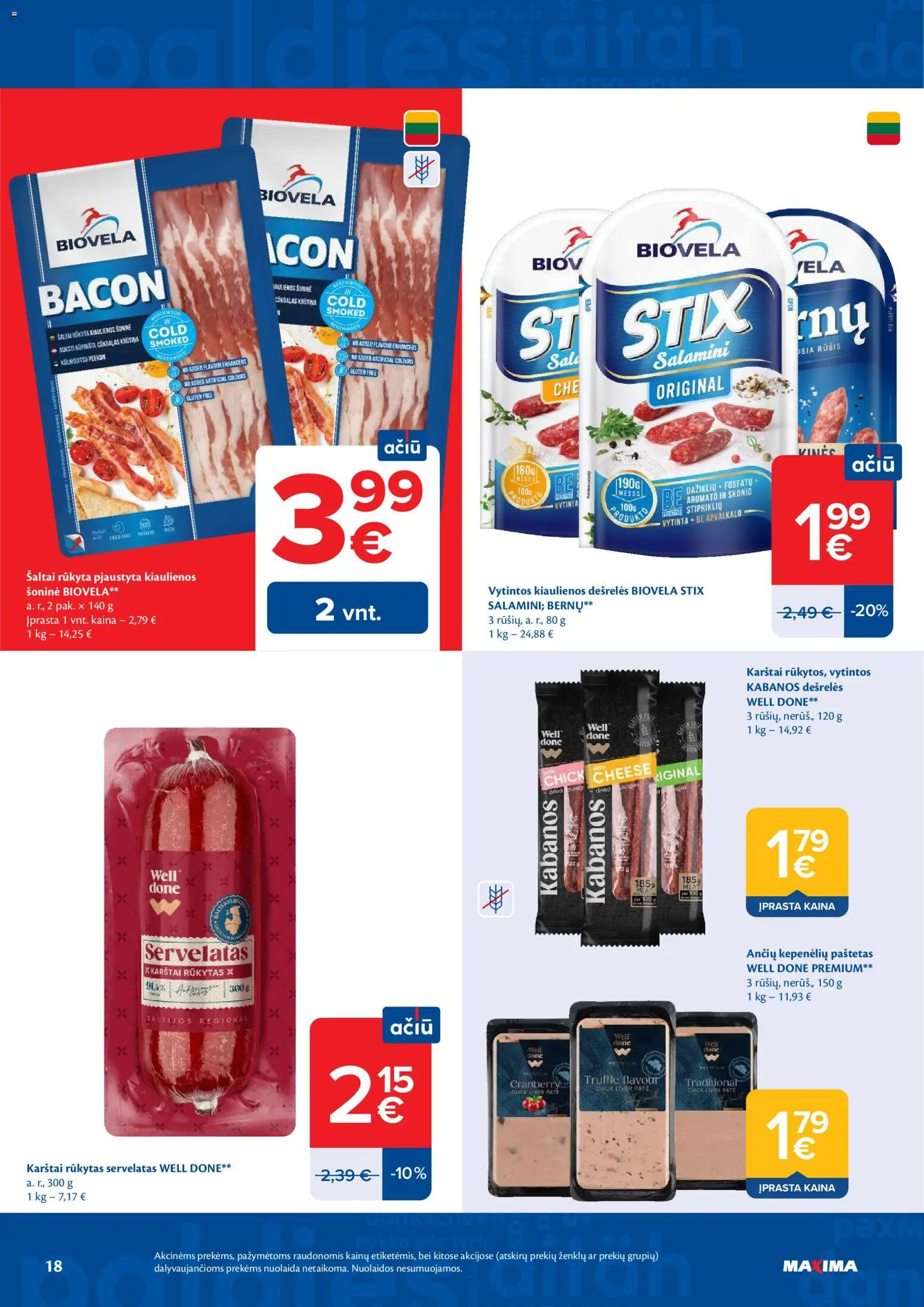 MAXIMA akcijos nuo 21.04.2026 | Puslapis: 18 | Prekių: Kiaulienos, Dešrelės