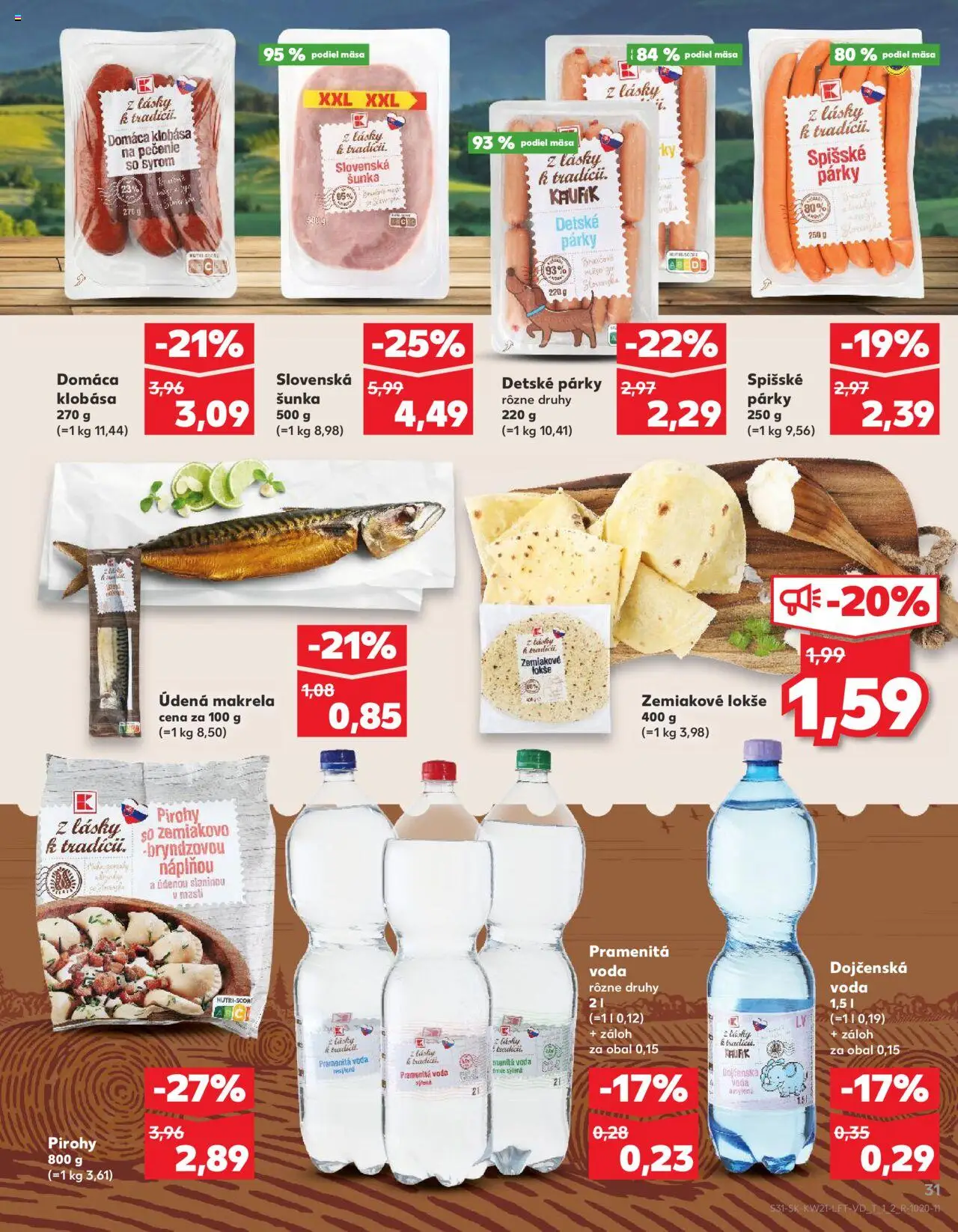 Kaufland Skalica │ platný od 22.05.2025 | Strana: 31 | Produkty: Pirohy, Šunka, Klobása, Párky