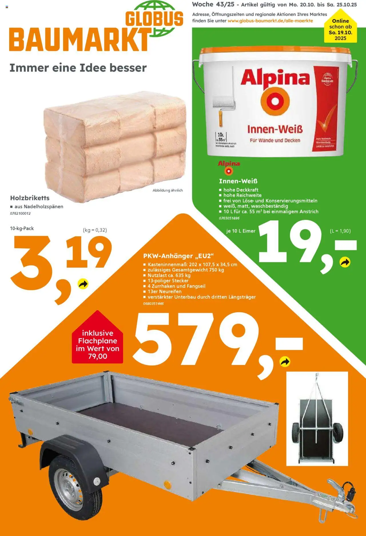 Globus Baumarkt Prospekt 	 – gültig ab 20.10.2025 | Seite: 1