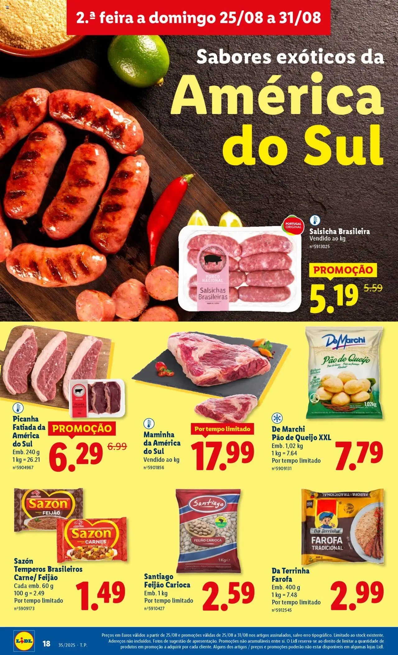 Lidl folheto │ válido de 25.08.2025 | Página: 18 | Produtos: Pão de queijo, Salsicha, Queijo, Pão