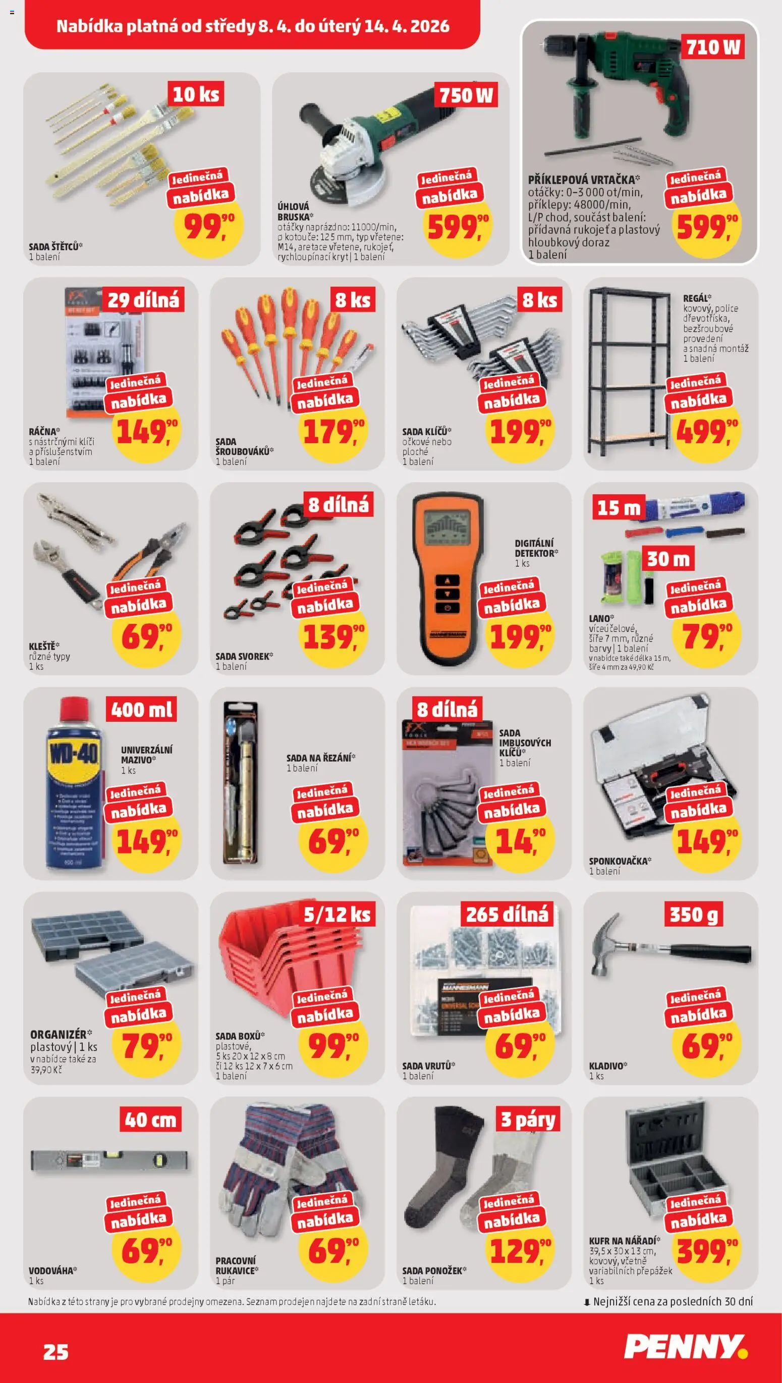 Penny Market leták od 08.04.2026 | Strana: 25 | Produkty: Kufr, Rukavice, Bruska, Barvy