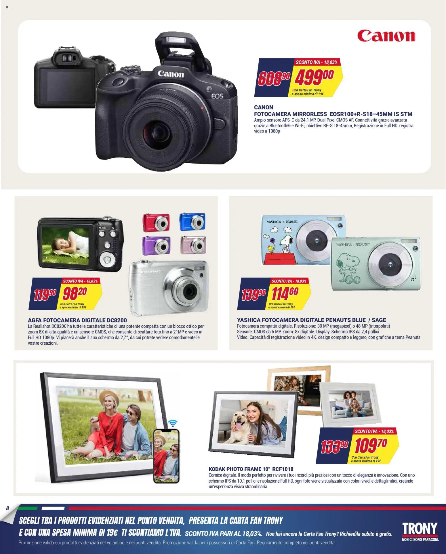 Volantino Trony del 02.04.2026 | Pagina: 8 | Prodotti: Schermo, Video, Fotocamera, Fan