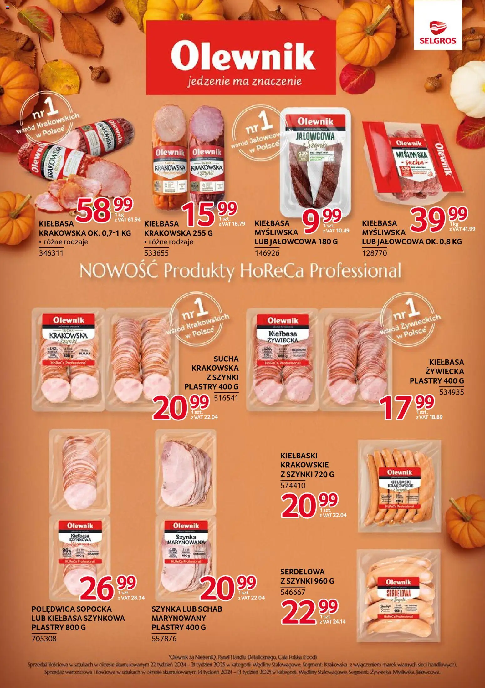 Selgros cash&carry Gazetka - Markowe produkty od 20.11.2025 | Strona: 9 | Produkty: Schab, Myśliwska, Szynka, Kiełbasa krakowska