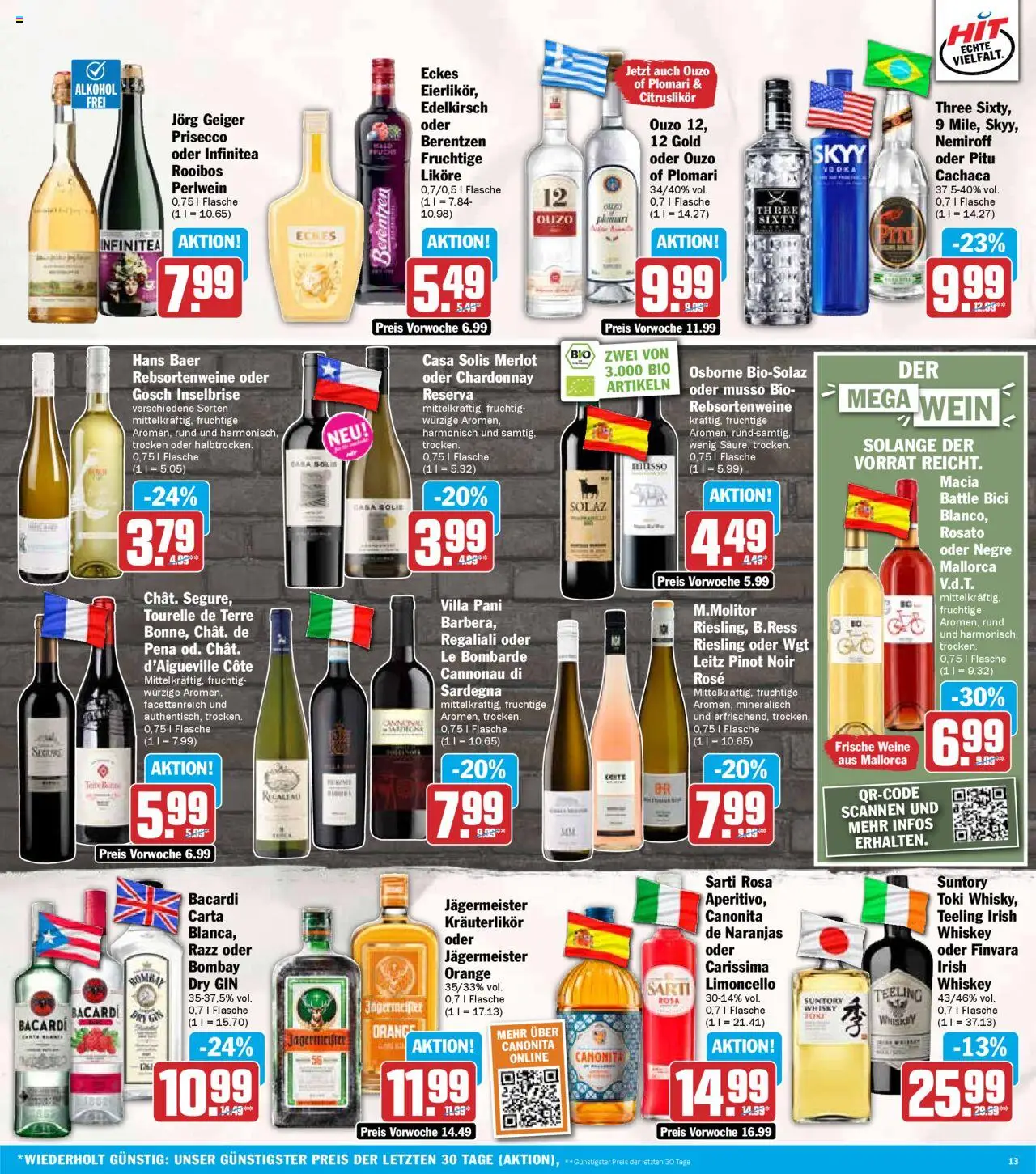 HIT - Wochenprospekt – gültig ab 08.09.2025 | Seite: 13 | Produkte: Whisky, Merlot, Jägermeister, Berentzen