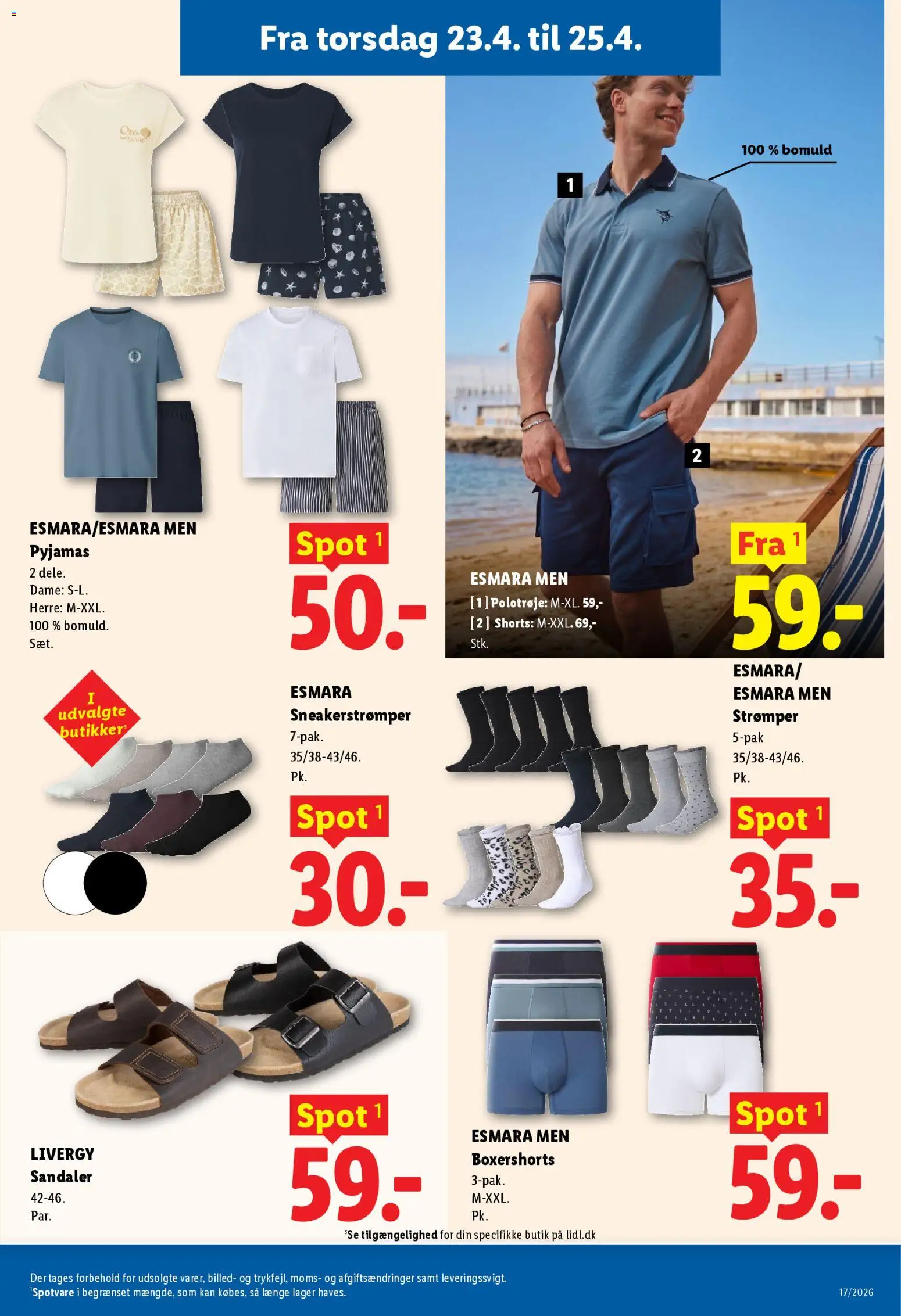 Lidl tilbudsavis – gyldig fra 23.04.2026 | Side: 7 | Produkter: Shorts, Pyjamas, Sandaler, Søm