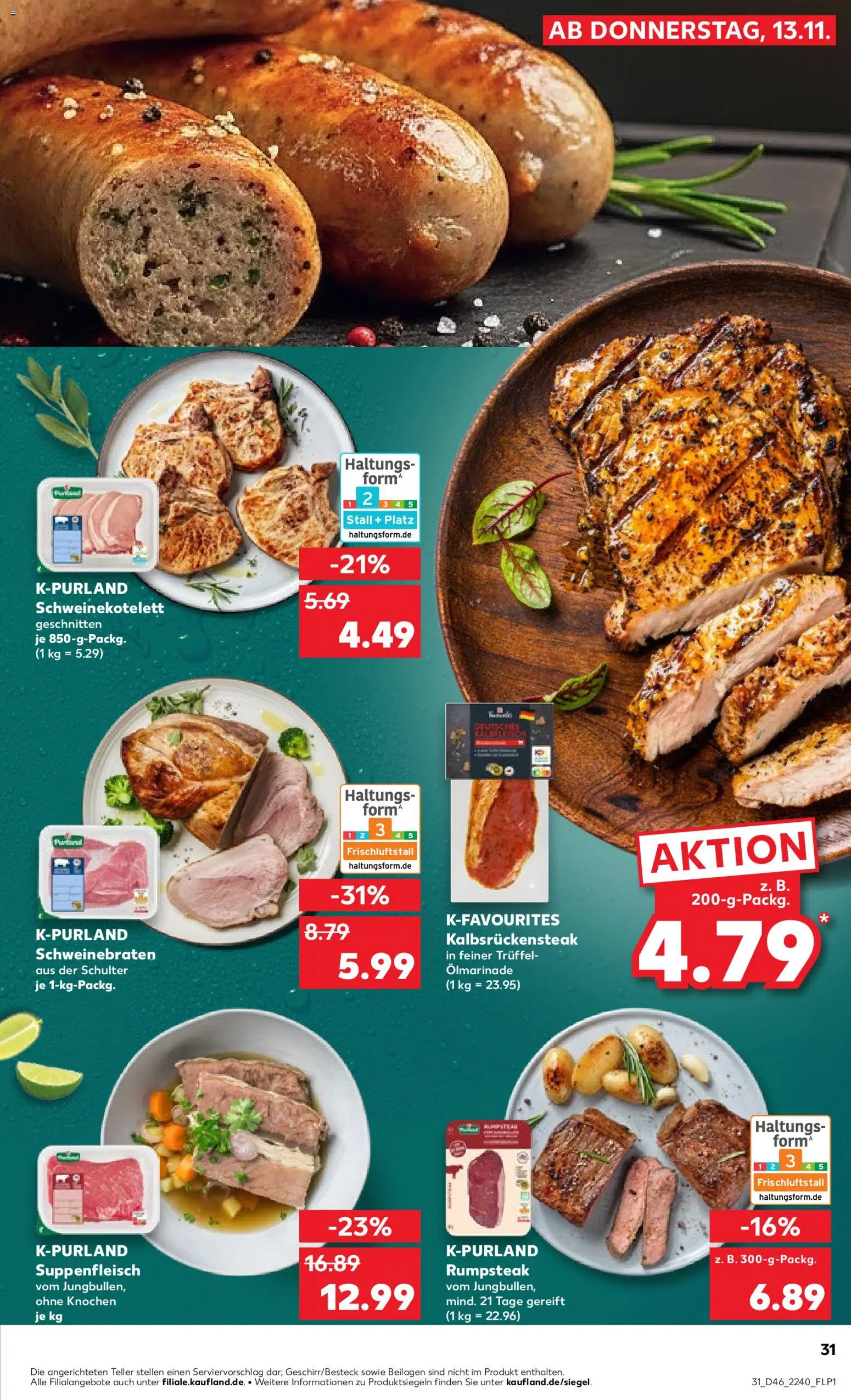 Kaufland prospekt Stuttgart	 – gültig ab 13.11.2025 | Seite: 31 | Produkte: Rumpsteak, Suppenfleisch, Steak