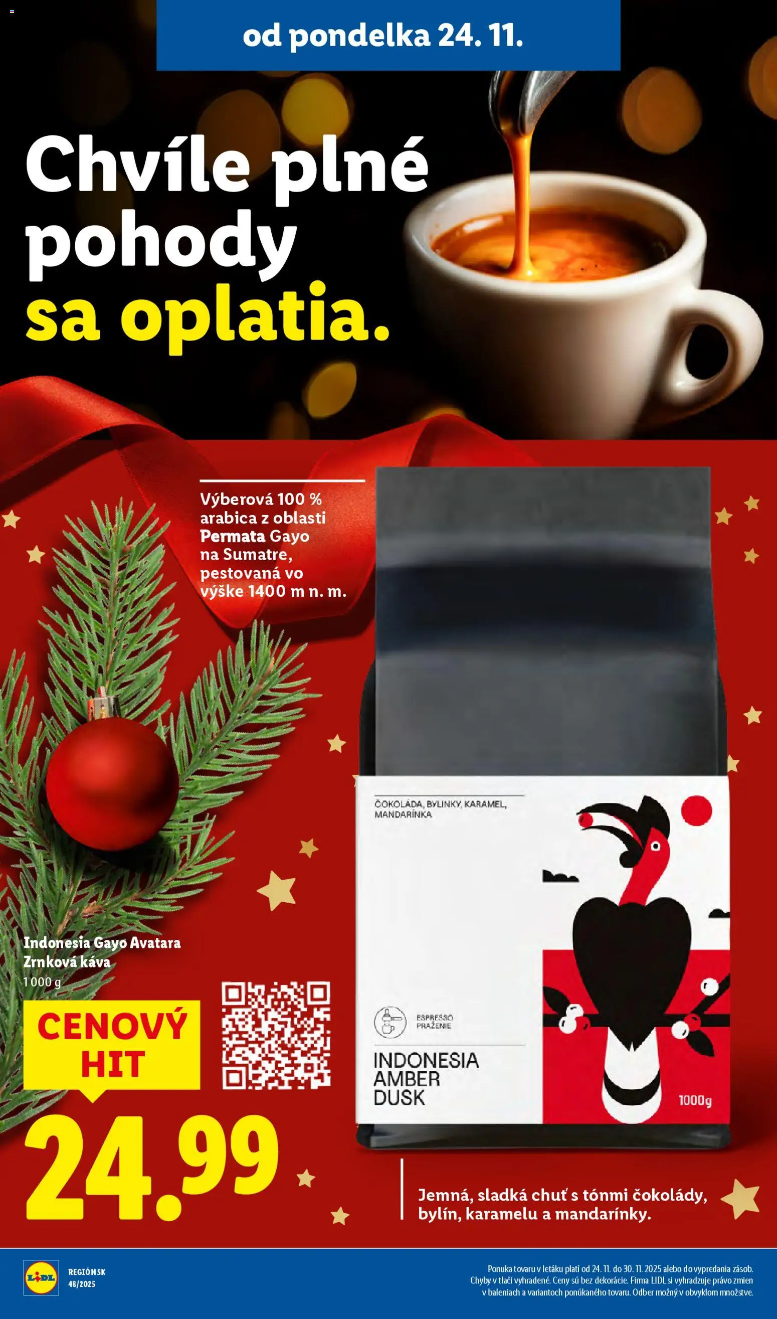 Nové Lidl akcie – leták je platný od 27.11.2025 | Strana: 74 | Produkty: Káva, Zrnková káva