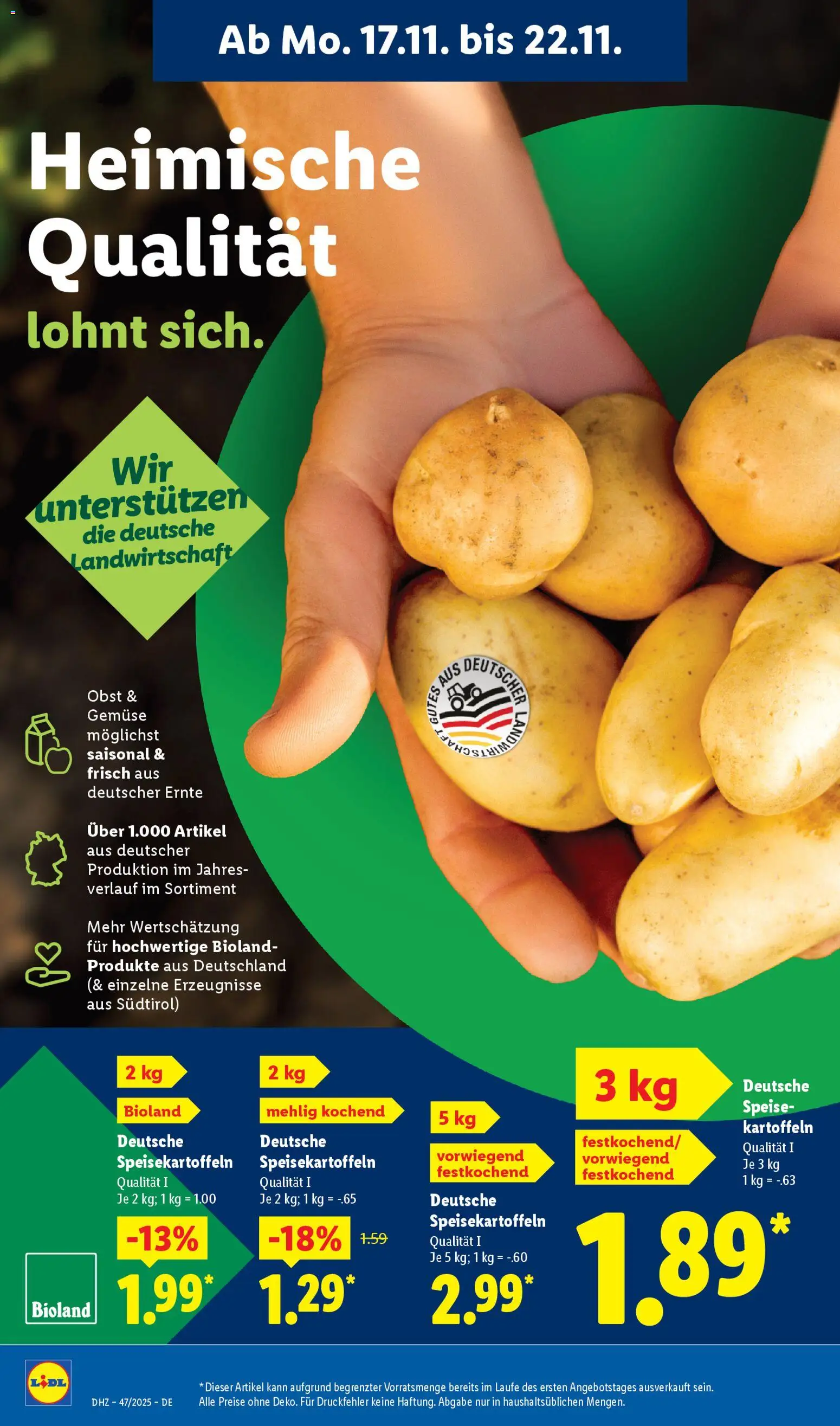 Lidl Prospekt Zossen – gültig ab 17.11.2025 | Seite: 6 | Produkte: Kartoffeln, Gemüse, Obst