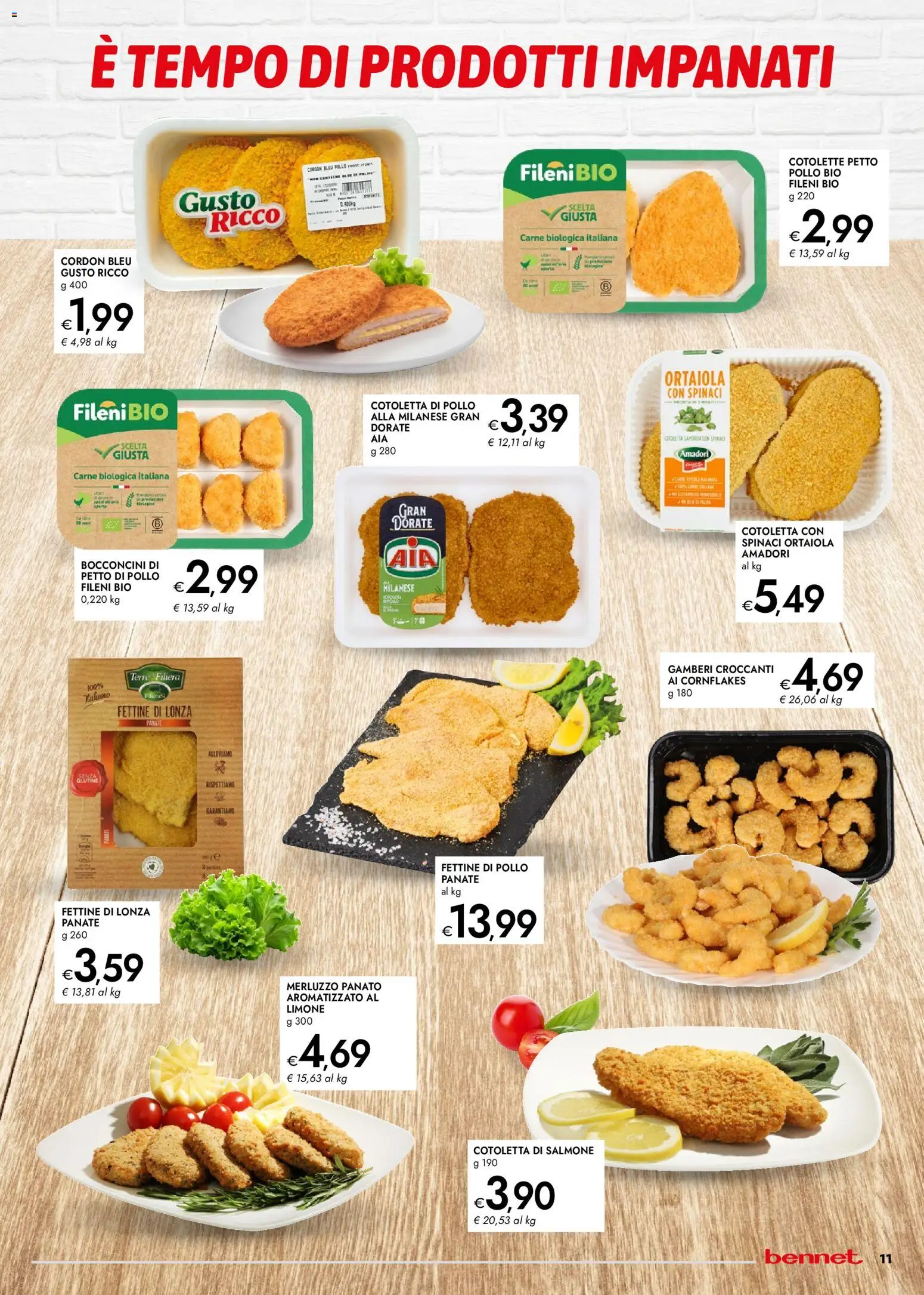 Volantino bennet del 07.04.2026 | Pagina: 11 | Prodotti: Petto di Pollo, Merluzzo, Gamberi, Limone
