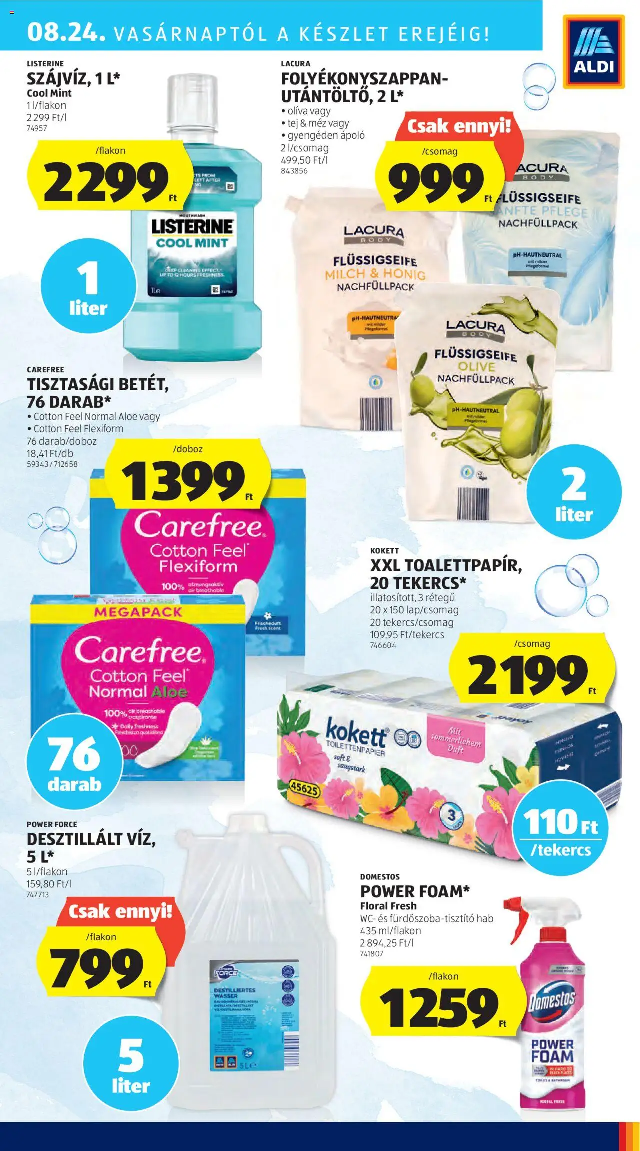 Aldi akciós ujság - amely érvényes a következő dátumtól: 21.08.2025 | Oldal: 15 | Termékek: Body, Méz, WC, Tej