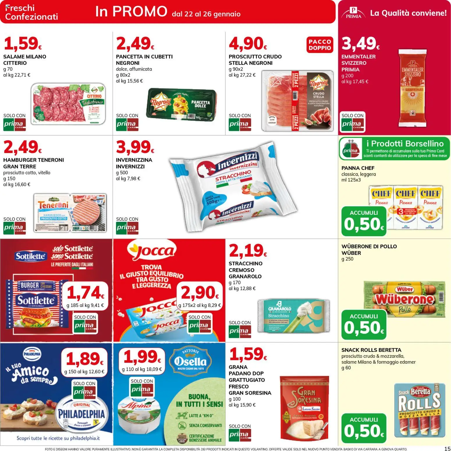 Volantino Basko del 22.01.2026 | Pagina: 15 | Prodotti: Prosciutto Crudo, Pollo, Prosciutto, Grana Padano