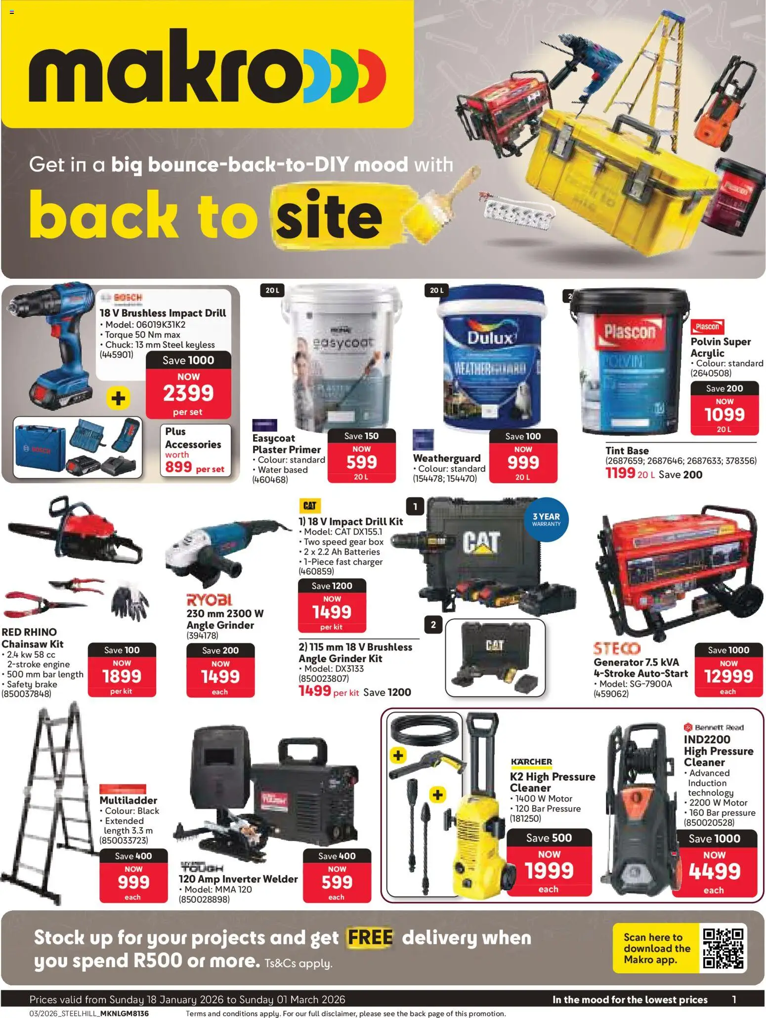 New Makro catalogue – valid from 18.01.2026 | Page: 1 | Products: Grinder, Generator, Charger, Plaster