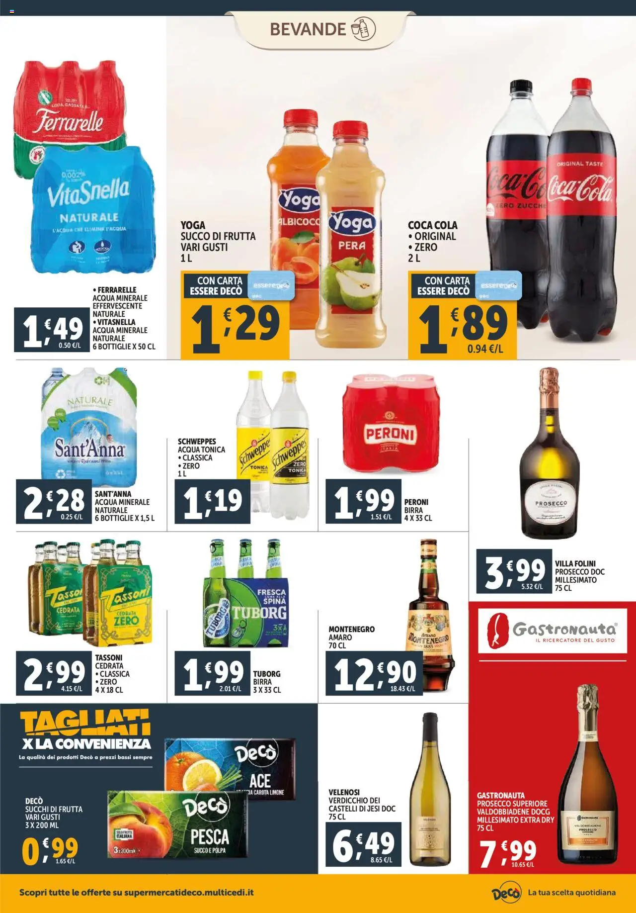 Volantino Decò del 16.10.2025 | Pagina: 14 | Prodotti: Succo, Prosecco, Acqua minerale, Coca Cola