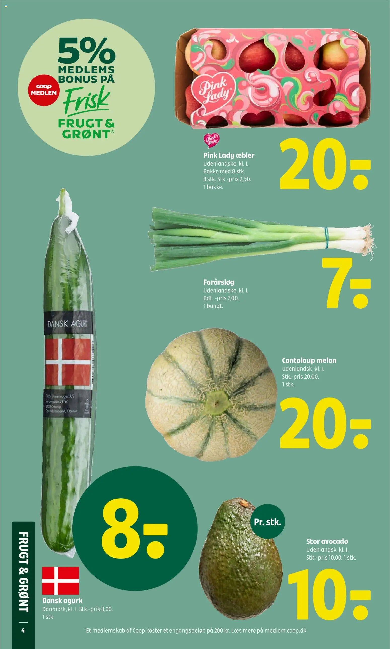 Coop 365 tilbudsavis – gyldig fra 16.04.2026 | Side: 4 | Produkter: Æbler, Forårsløg, Avocado