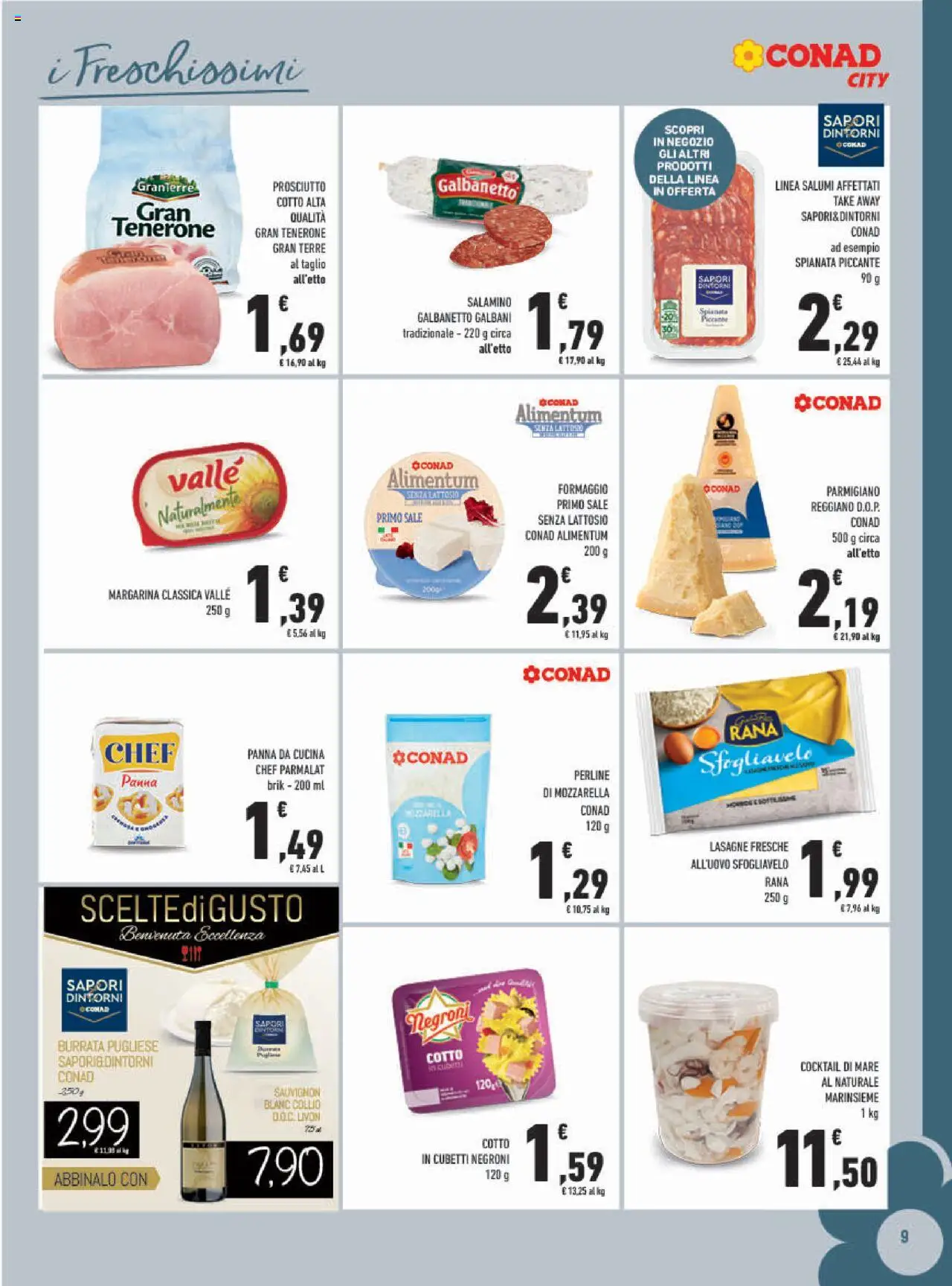 Volantino Conad del 13.08.2025 | Pagina: 9 | Prodotti: Sale, Mozzarella, Formaggio, Lasagna