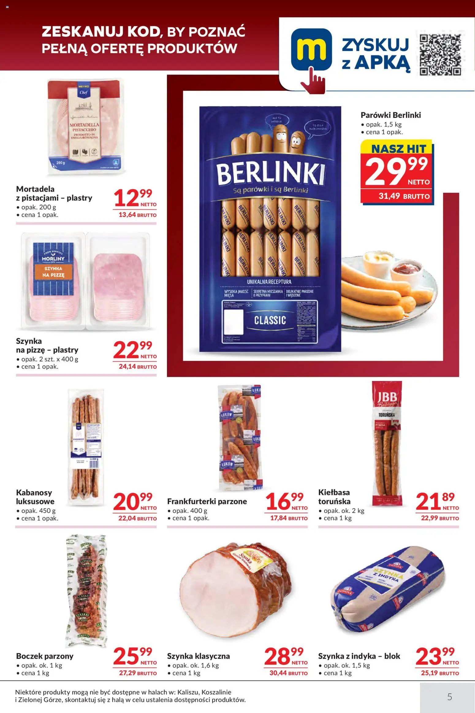 Makro Gazetka - Oferta dla gastronomii od 03.03.2026 | Strona: 5 | Produkty: Mortadela, Parówki, Szynka, Boczek
