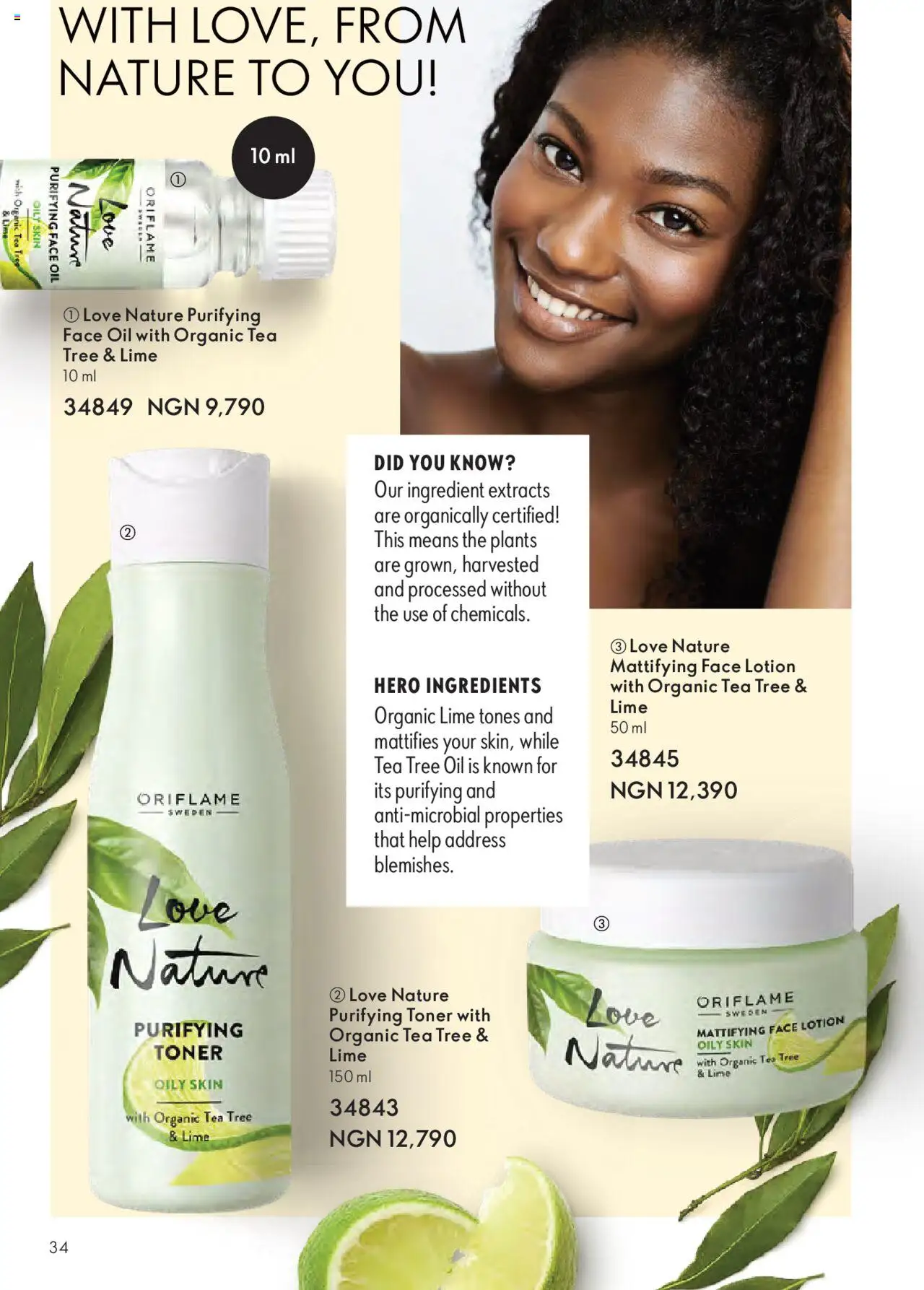Oriflame - Catalogue  valid from 01.07.2025 | Page: 34 | Products: Tea, Toner, Lime, Oil