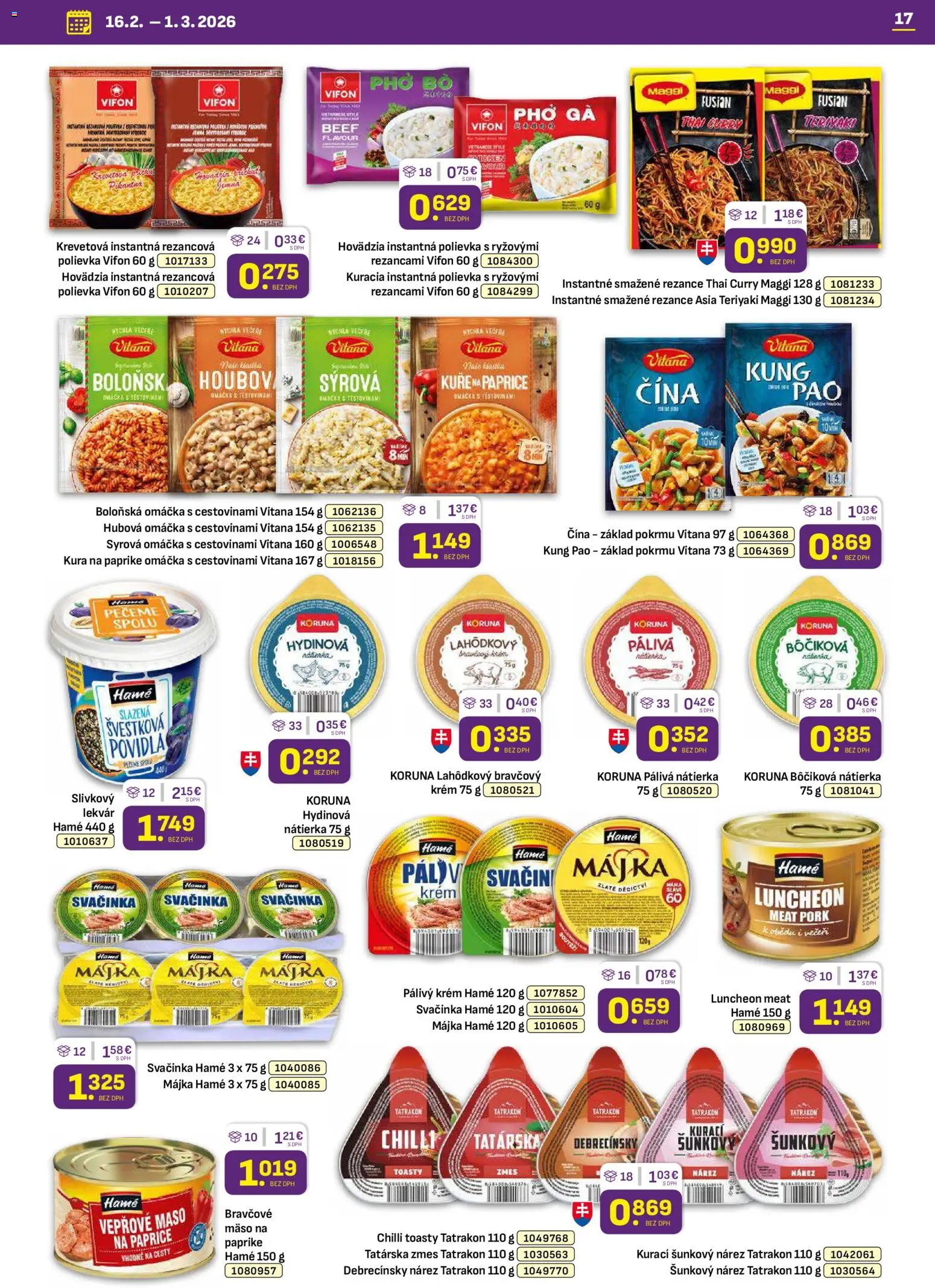 Nové Libex akcie – leták je platný od 16.02.2026 | Strana: 17 | Produkty: Chilli, Rezance, Krém, Omáčka