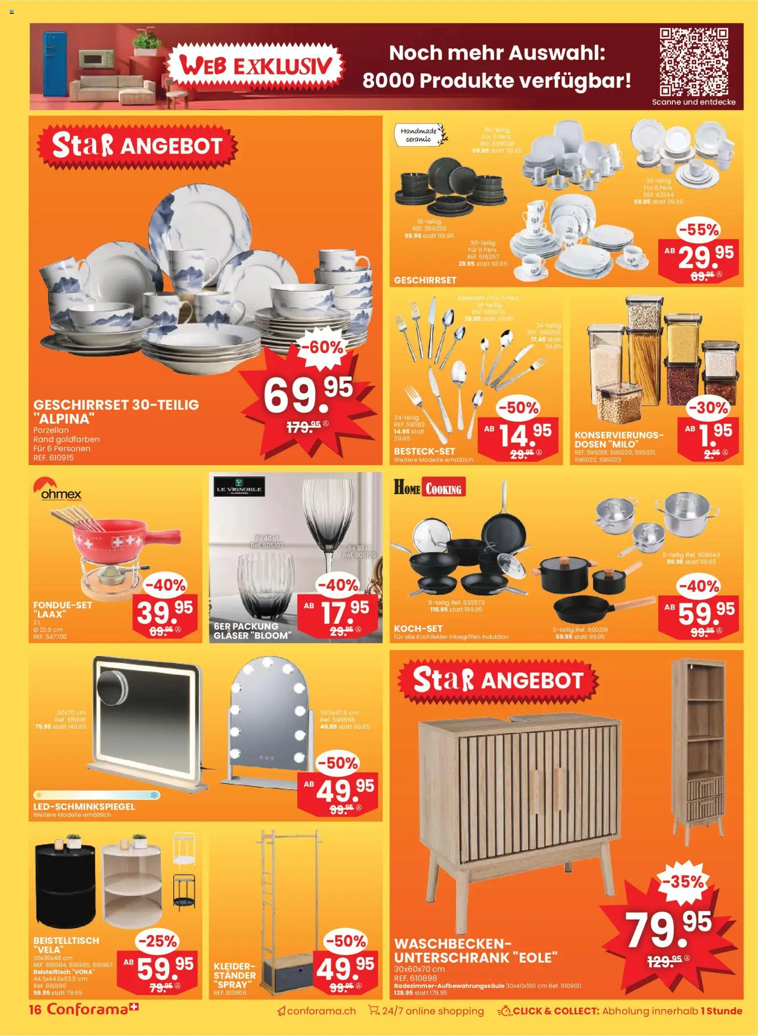 Conforama Aktionen – gültig ab 07.01.2026 | Seite: 16 | Produkte: Waschbecken, Unterschrank, Kleider, Beistelltisch