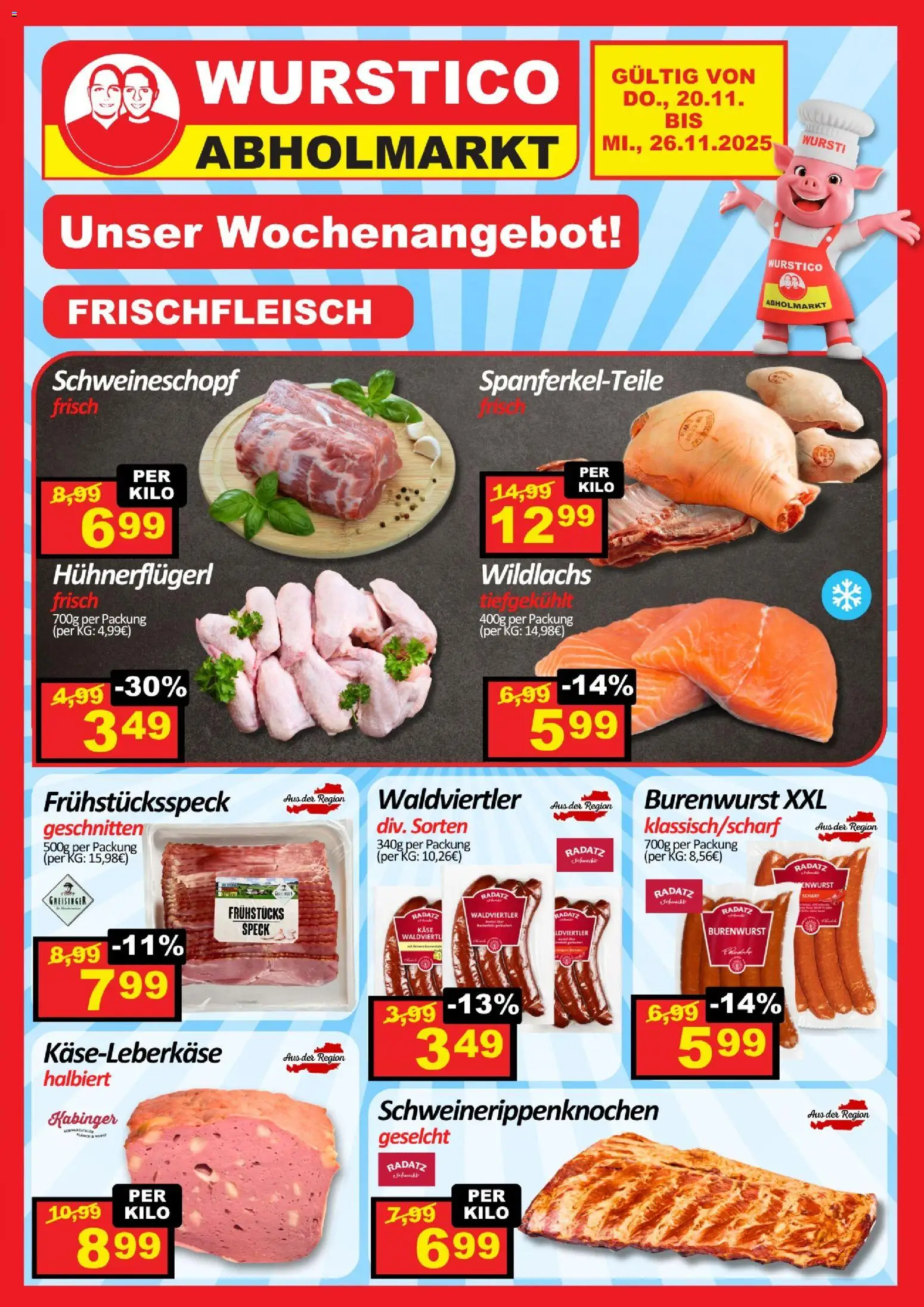 Wurstico Abholmarkt Flugblatt gültig ab 20.11.2025 | Seite: 1 | Produkte: Käse