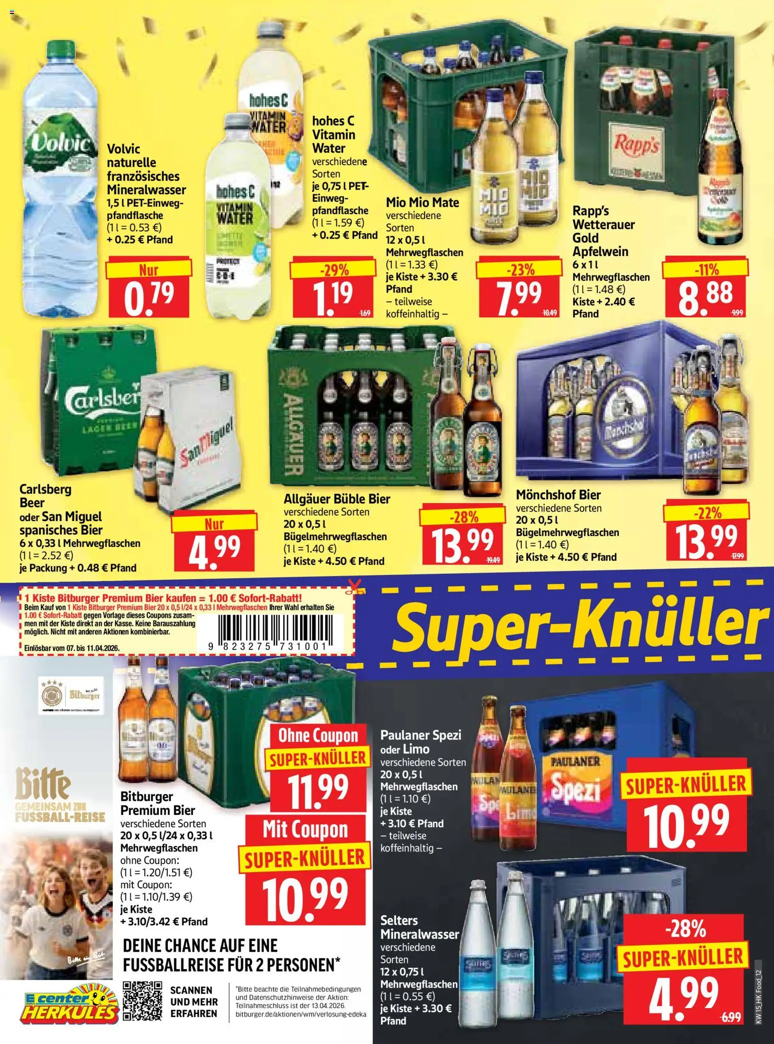 HERKULES Prospekt 	 – gültig ab 07.04.2026 | Seite: 12 | Produkte: Bier, Paulaner spezi, Mineralwasser, Hohes c