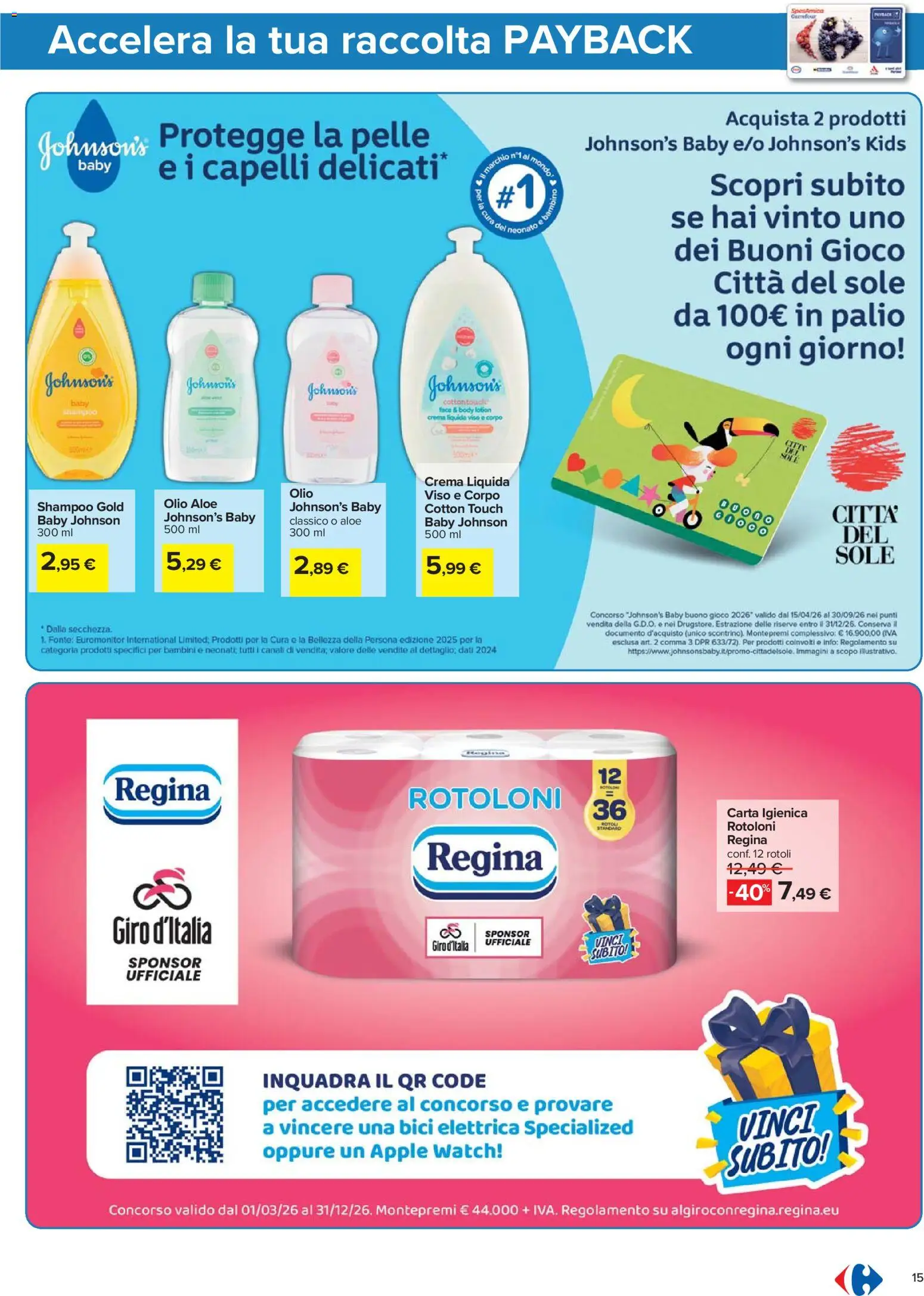 Volantino Carrefour del 21.04.2026 | Pagina: 15 | Prodotti: Shampoo, Crema, Carta igienica, Apple Watch