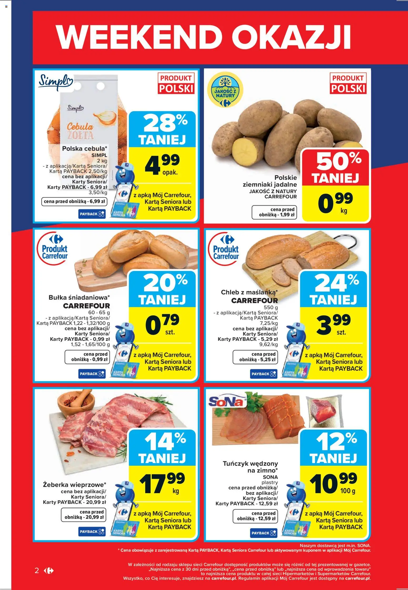Carrefour Gazetka - Weekend okazji od 15.01.2026 | Strona: 2 | Produkty: Karta, Tuńczyk, Bułka, Chleb