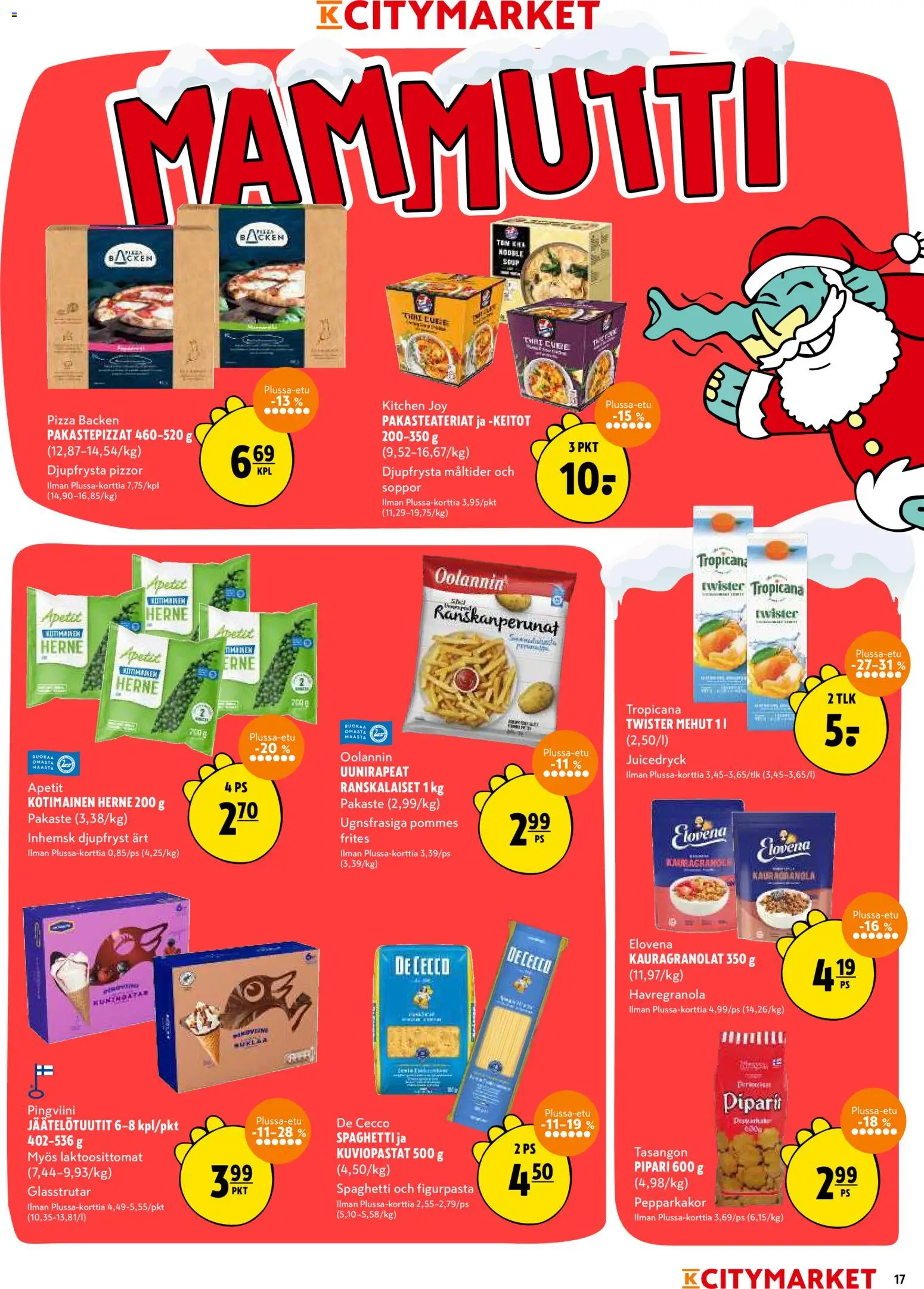 K-Citymarket tarjoukset – voimassa 08.12.2025 alkaen | Sivu: 17 | Tuotteet: Ranskanperunat, Pizza