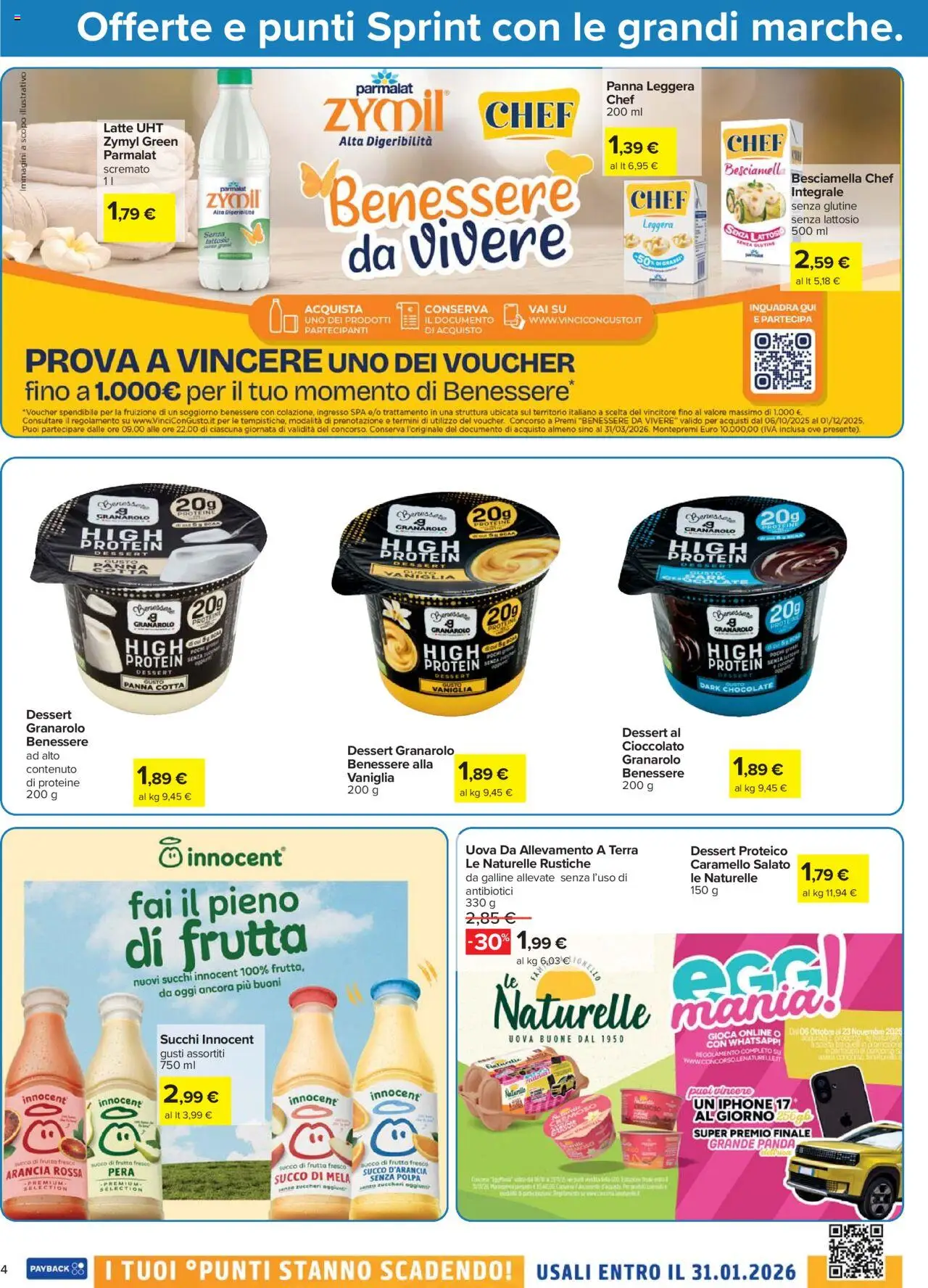 Volantino Carrefour del 23.10.2025 | Pagina: 4 | Prodotti: Succo, Panna, Frutta, Succo di frutta