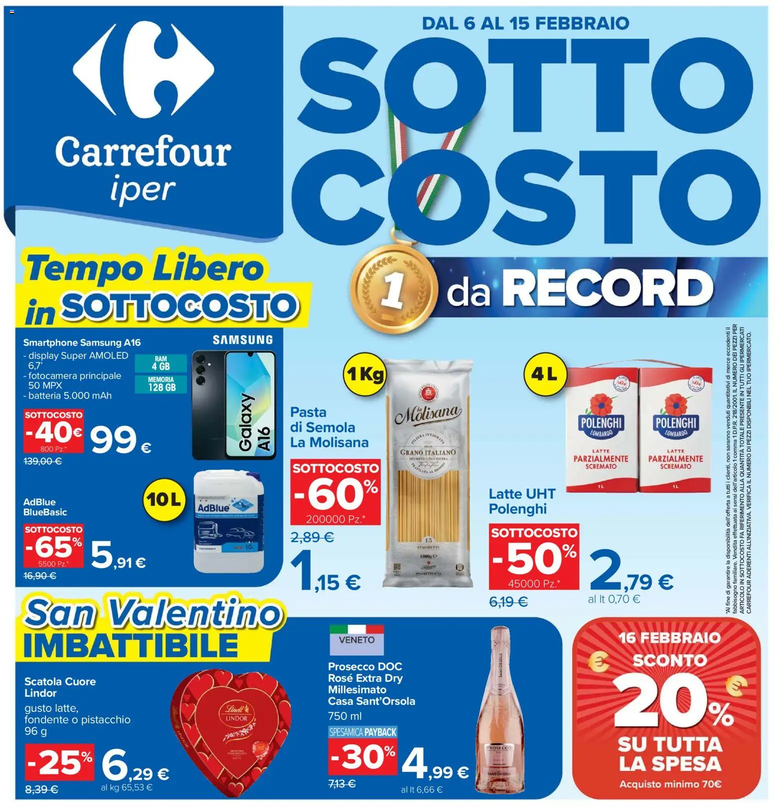 Volantino Carrefour del 06.02.2026 | Pagina: 1 | Prodotti: Pasta, Smartphone, Fotocamera, Scatola