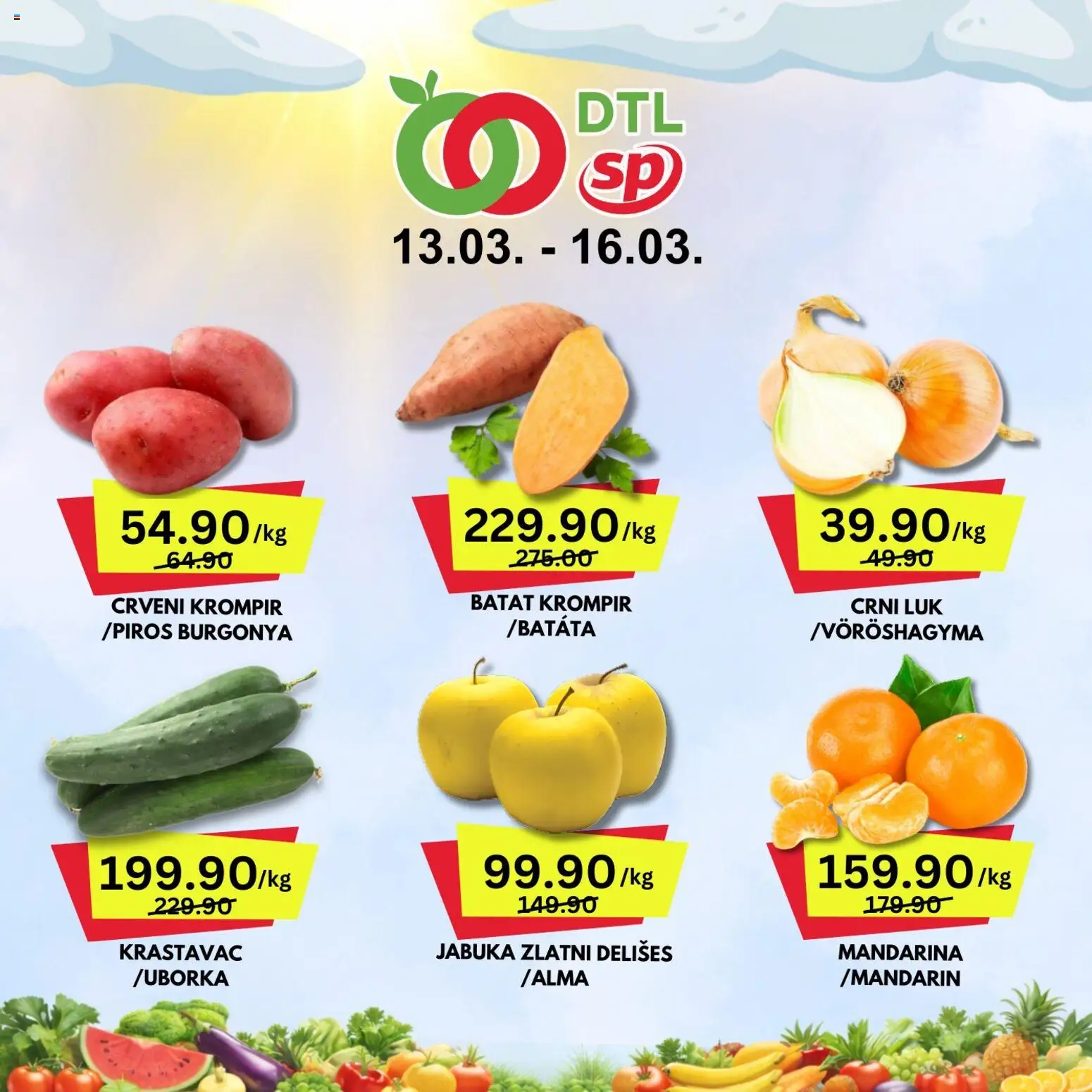 Senta Promet katalog - važi od 13.03.2026 | Strana: 1 | Proizvode: Krastavac, Mandarina, Krompir, Crni luk