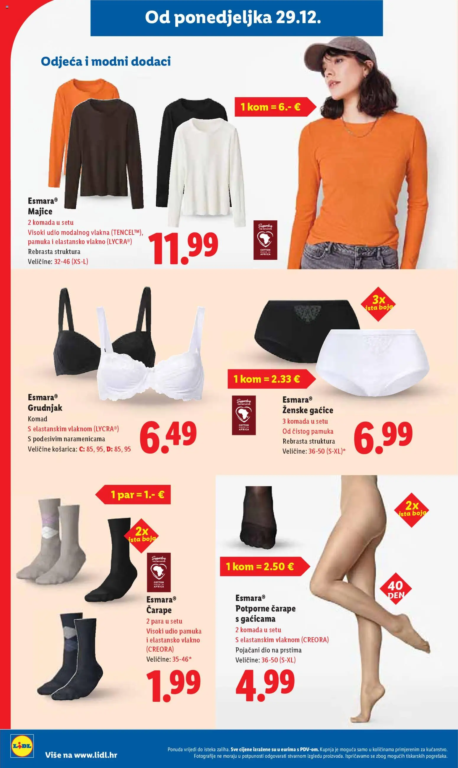 Lidl katalog | vrijedi od 27.12.2025 | Stranica: 28 | Proizvodi: Odjeća, Gaćice, Grudnjak, Čarape