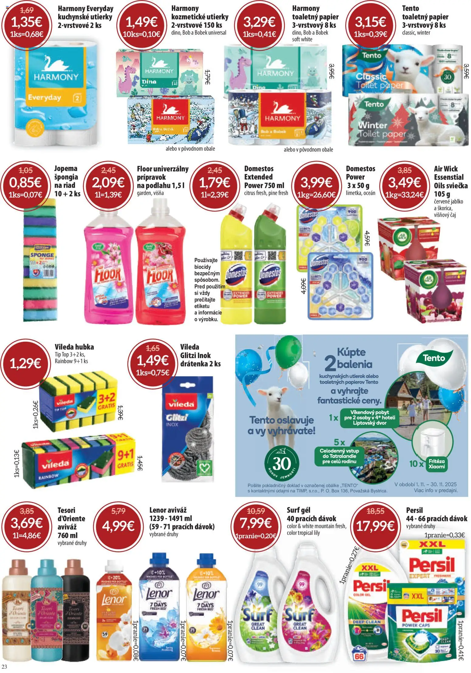 Nové Nitrazdroj akcie – leták je platný od 06.11.2025 | Strana: 23 | Produkty: Fritéza, Air Wick, Domestos, Lenor