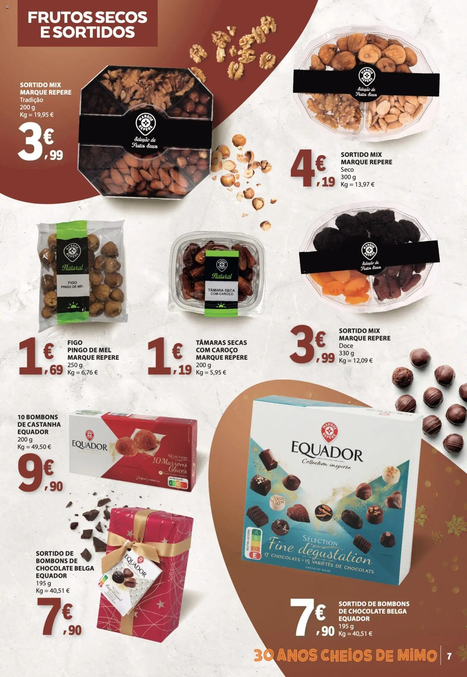 E.Leclerc folheto │ válido de 01.12.2025 | Página: 7 | Produtos: Tâmaras, Chocolate, Mel