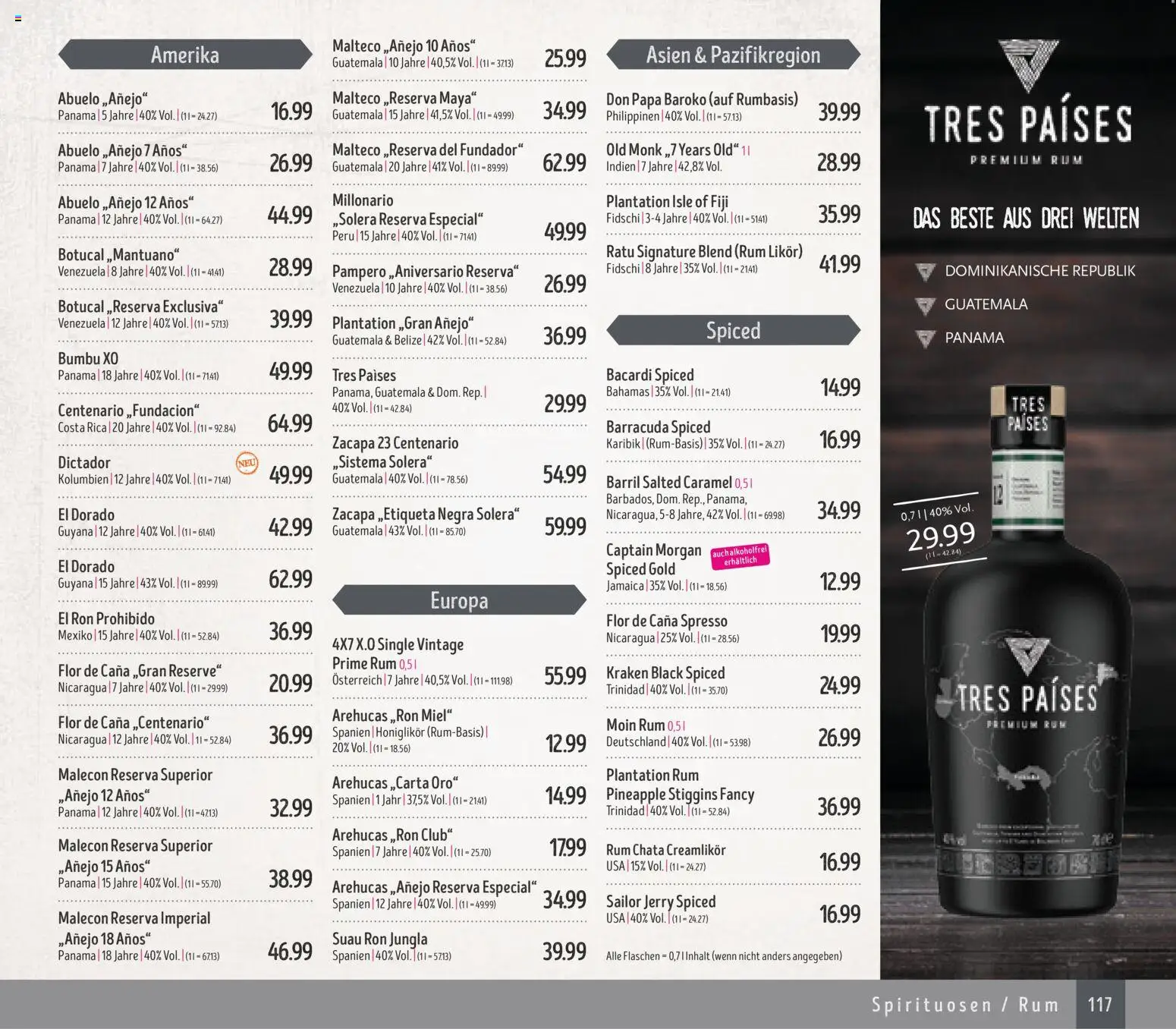 Edeka Struve Wein– und Spirituosen – gültig ab 14.11.2025 | Seite: 117 | Produkte: Bacardi, Likör, Rum, Captain morgan