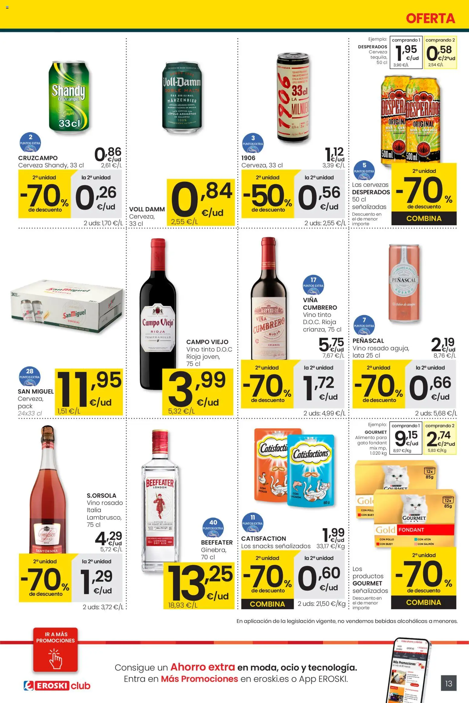 Eroski - City │ válido desde el 05.01.2026 | Página: 13 | Productos: Vino rosado, Vino, Cerveza, Παρμεζάνα