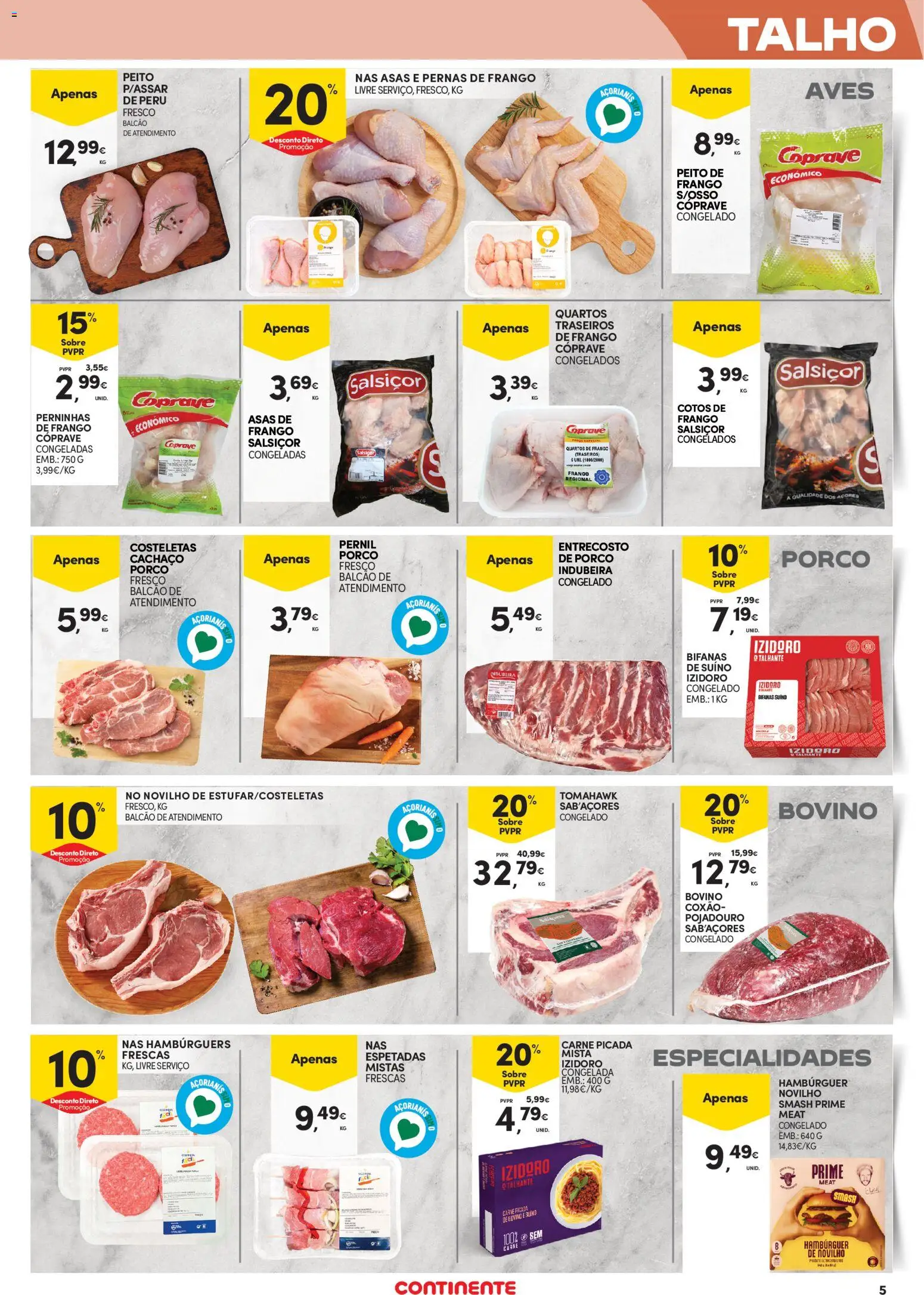 Continente - Açores │ válido de 19.03.2026 | Página: 5 | Produtos: Peito de frango, Frango, Pernil, Carne
