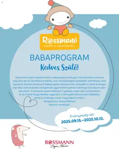 Rossmann - Babaprogram - amely érvényes a következő dátumtól: 15.09.2025