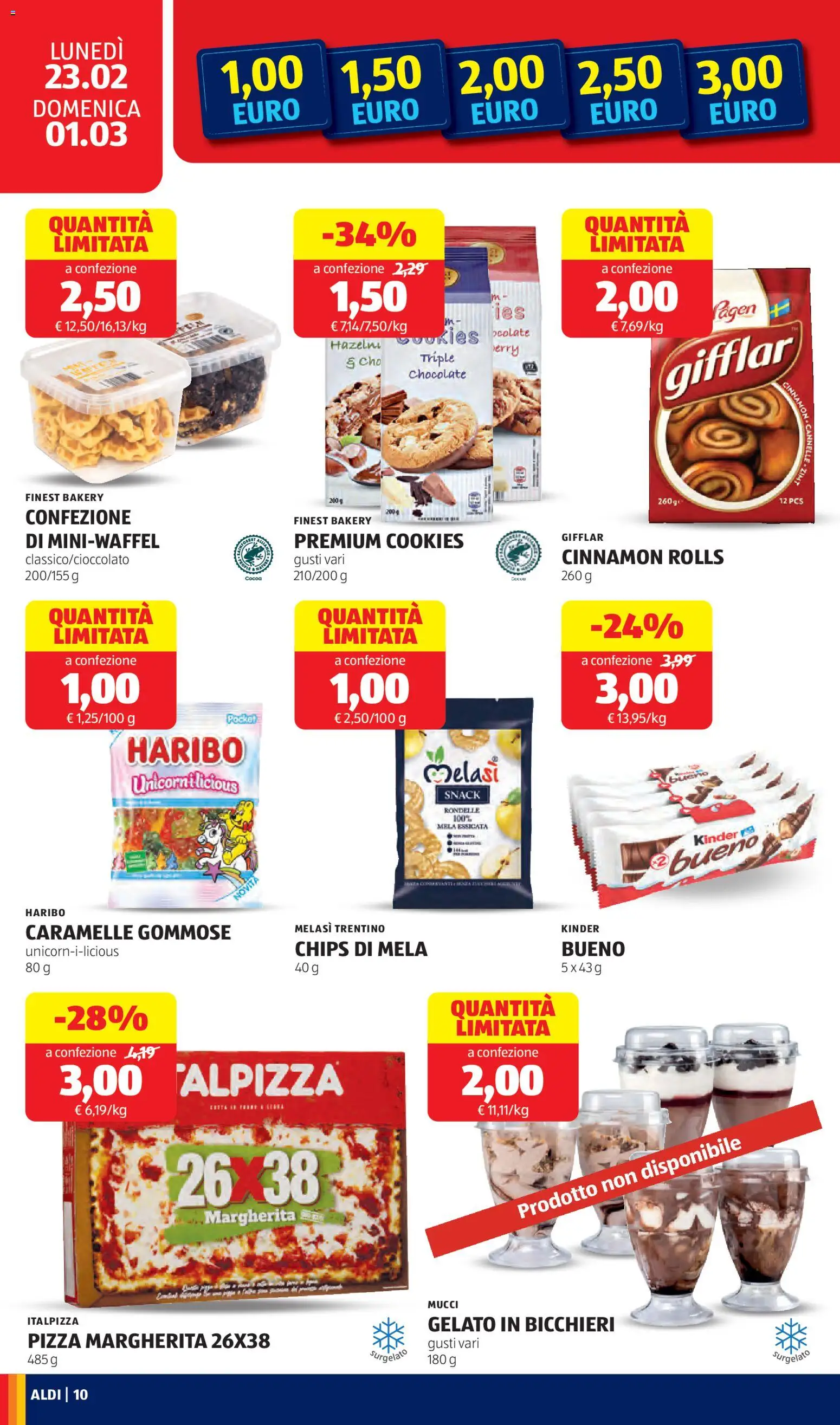 Volantino Aldi del 23.02.2026 | Pagina: 10 | Prodotti: Pizza, Caramelle, Gelato, PC