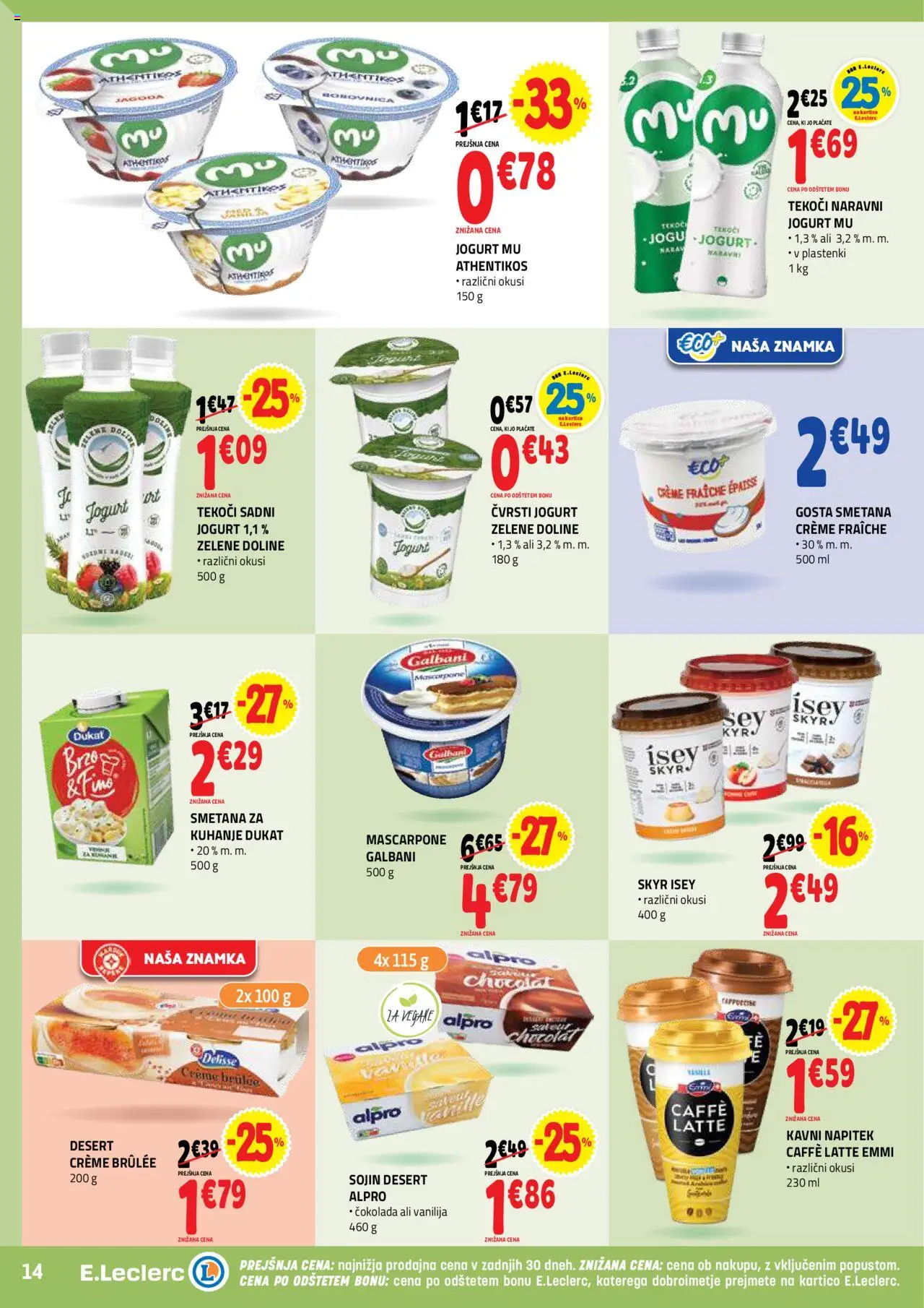 E.leclerc katalog │ velja od 20.08.2025 | Stran: 14 | Izdelki: Skyr, Jogurt, Cokolada, Smetana