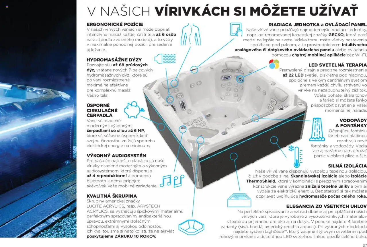 Mountfield prémiové bazény │ platný od 15.08.2025 | Strana: 37 | Produkty: Osvetlenie, Bluetooth, Led