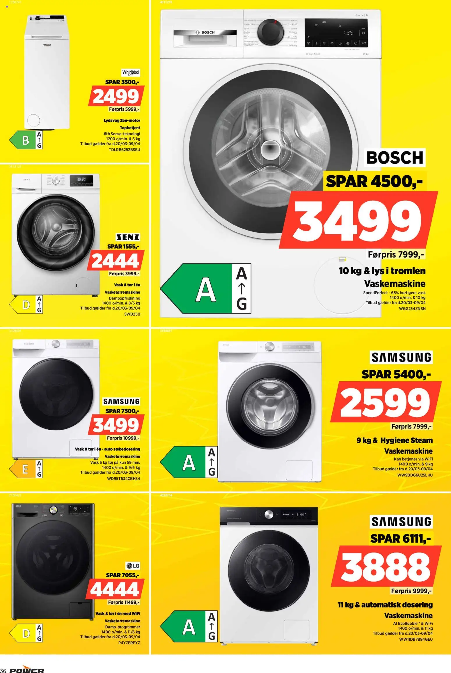 Power tilbudsavis – gyldig fra 20.03.2026 | Side: 36 | Produkter: Vaskemaskine, Tøj