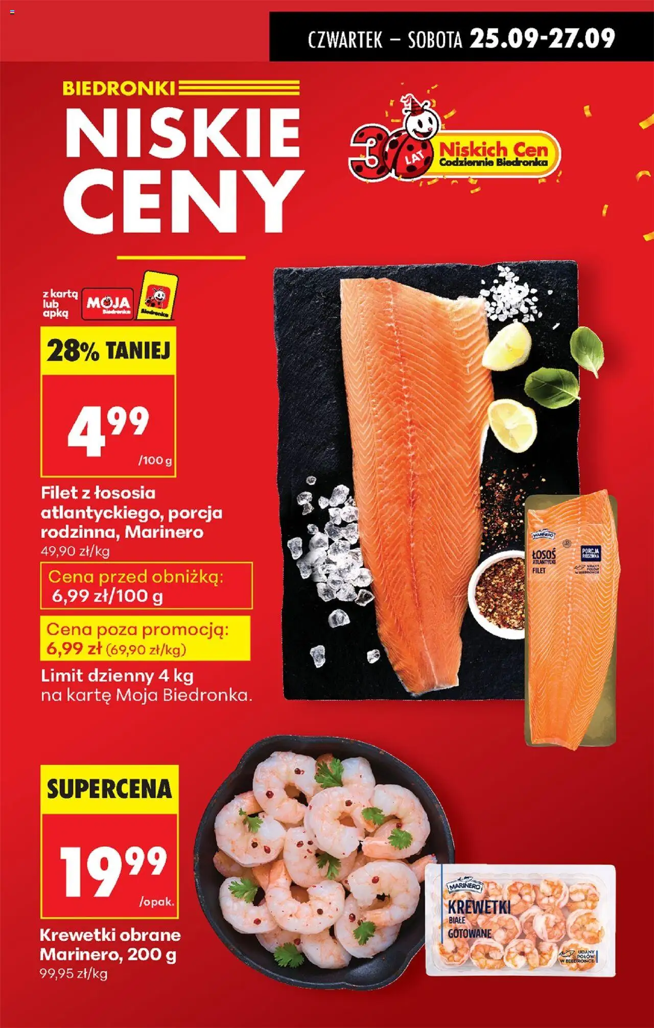 Biedronka gazetka - Oferta w tym tygodniu od 25.09.2025 | Strona: 7 | Produkty: Krewetki, Łosoś, Krewetki białe, Filet z łososia