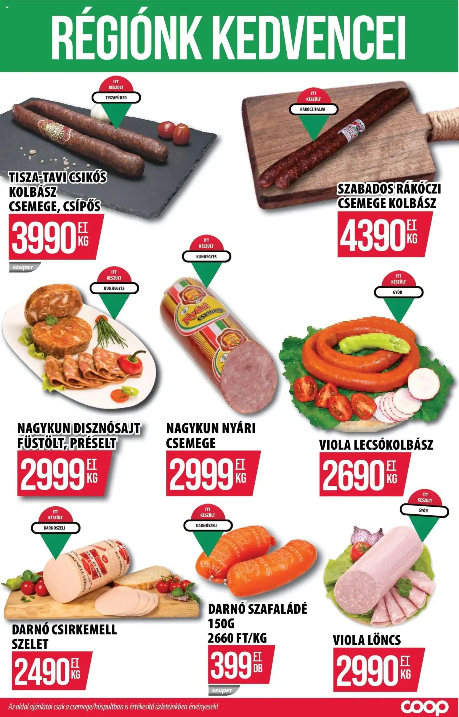 COOP Szolnok akciós ujság - amely érvényes a következő dátumtól: 12.03.2026 | Oldal: 2 | Termékek: Kolbász, Löncs, Lecsókolbász, Csirkemell