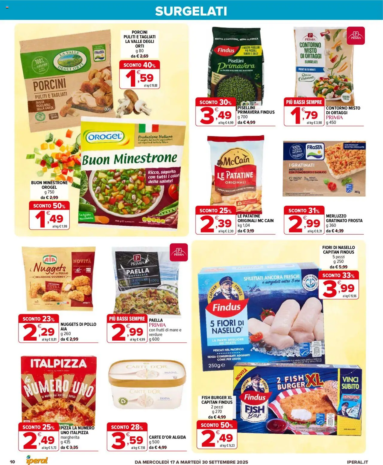 Volantino Iperal del 17.09.2025 | Pagina: 10 | Prodotti: Pizza, Nuggets, Pomodoro, Paella