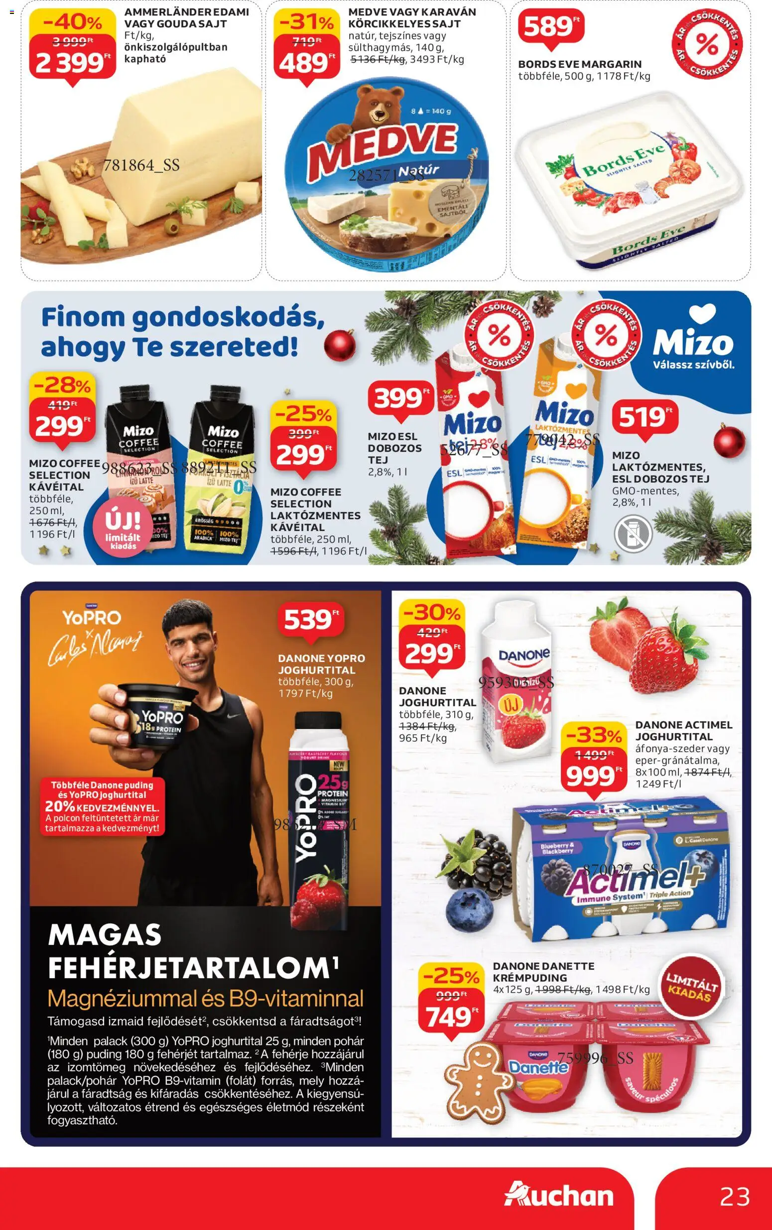 Auchan akciós ujság - amely érvényes a következő dátumtól: 20.11.2025 | Oldal: 23 | Termékek: Puding, Actimel, Sajt, Pohár