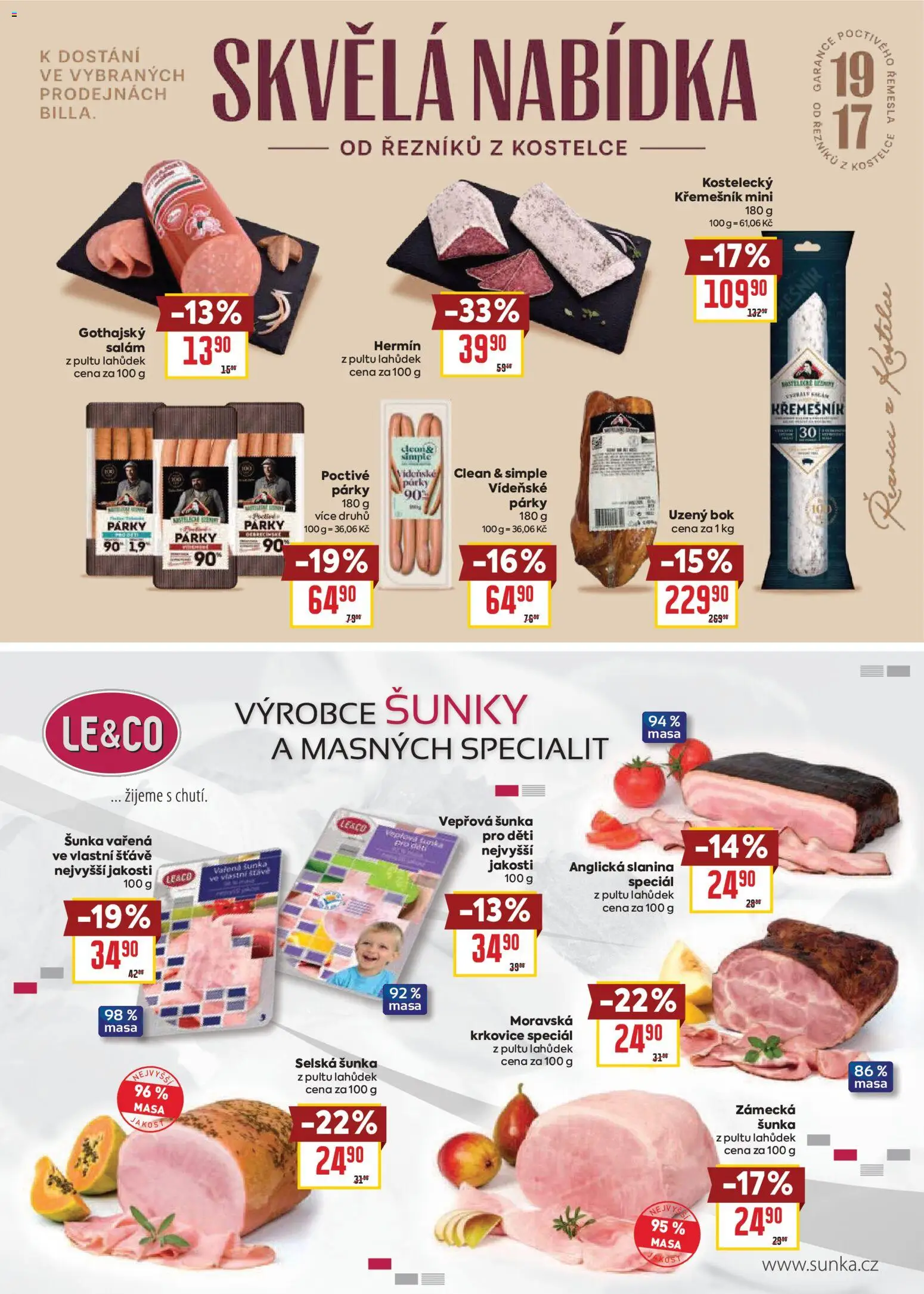 Billa leták - Vaše oblíbené značky od 25.02.2026 | Strana: 3 | Produkty: Šunka, Párky, Krkovice, Slanina